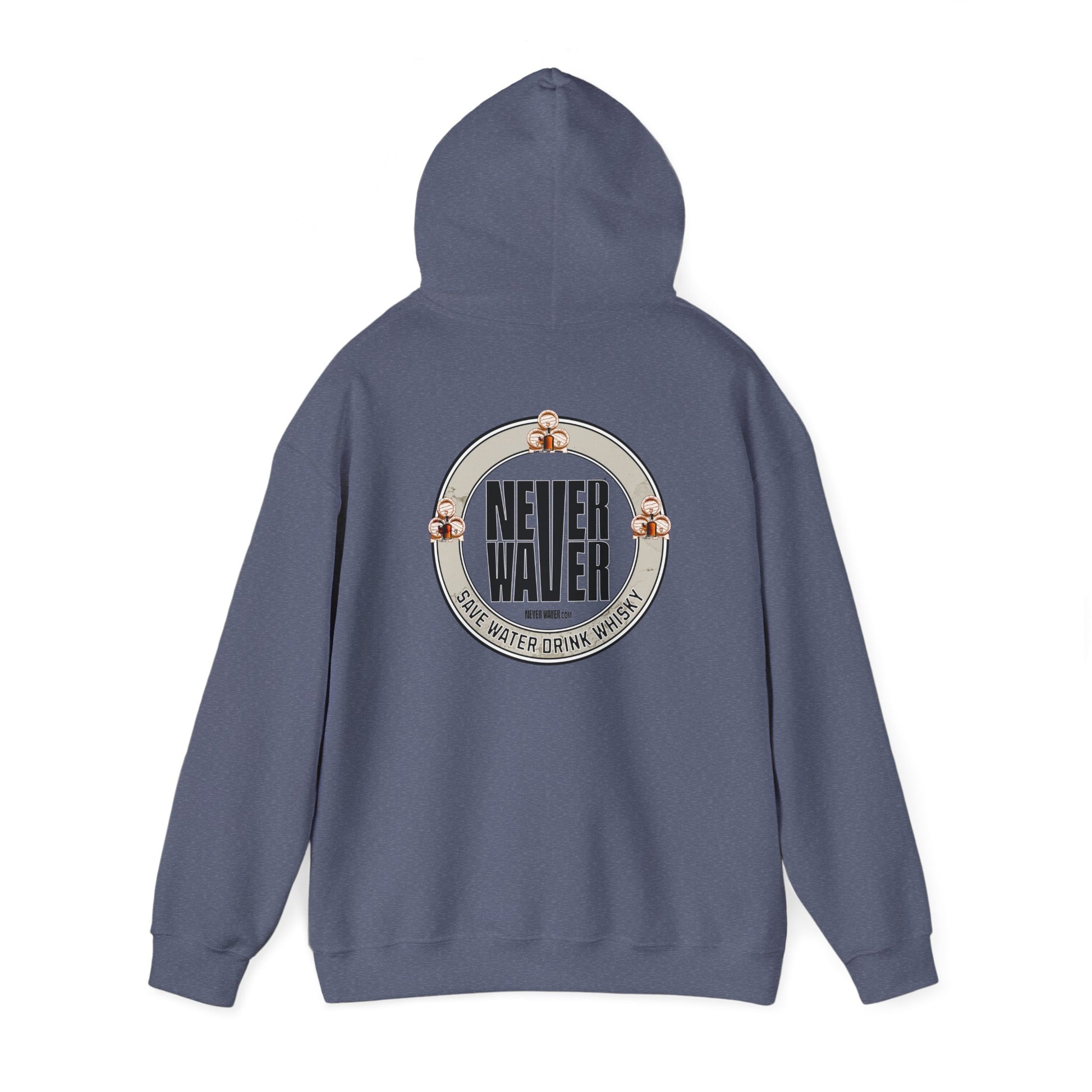 Eco-Friendly Unisex Hoodie: "Never Waver - Save Water, Drink Whiskey" - Never Waver