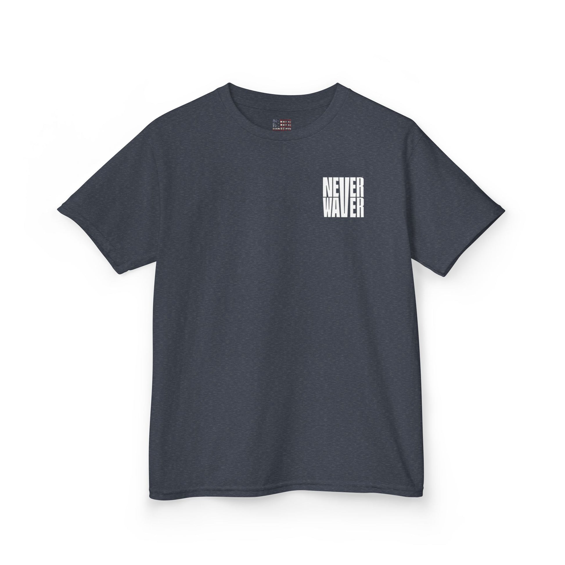 Kids Golf Tee -Never Waver” Jesus a bold, eye-catching design that reflects a steadfast faith and confidence in Christ. - Never Waver
