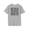 Never Waver” Jesus a bold, eye-catching design that reflects a steadfast faith and confidence in Christ. Unisex Soft style T-Shirt - Never Waver