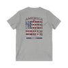 Unisex V-Neck Tee - 'America Never Wavers' Patriotic Shirt - Never Waver