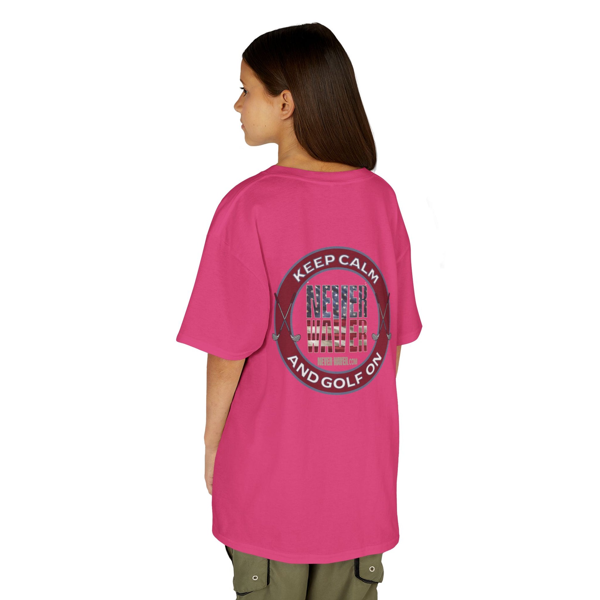 Kids Golf Tee - Keep Calm Never Waver and Golf On - Never Waver