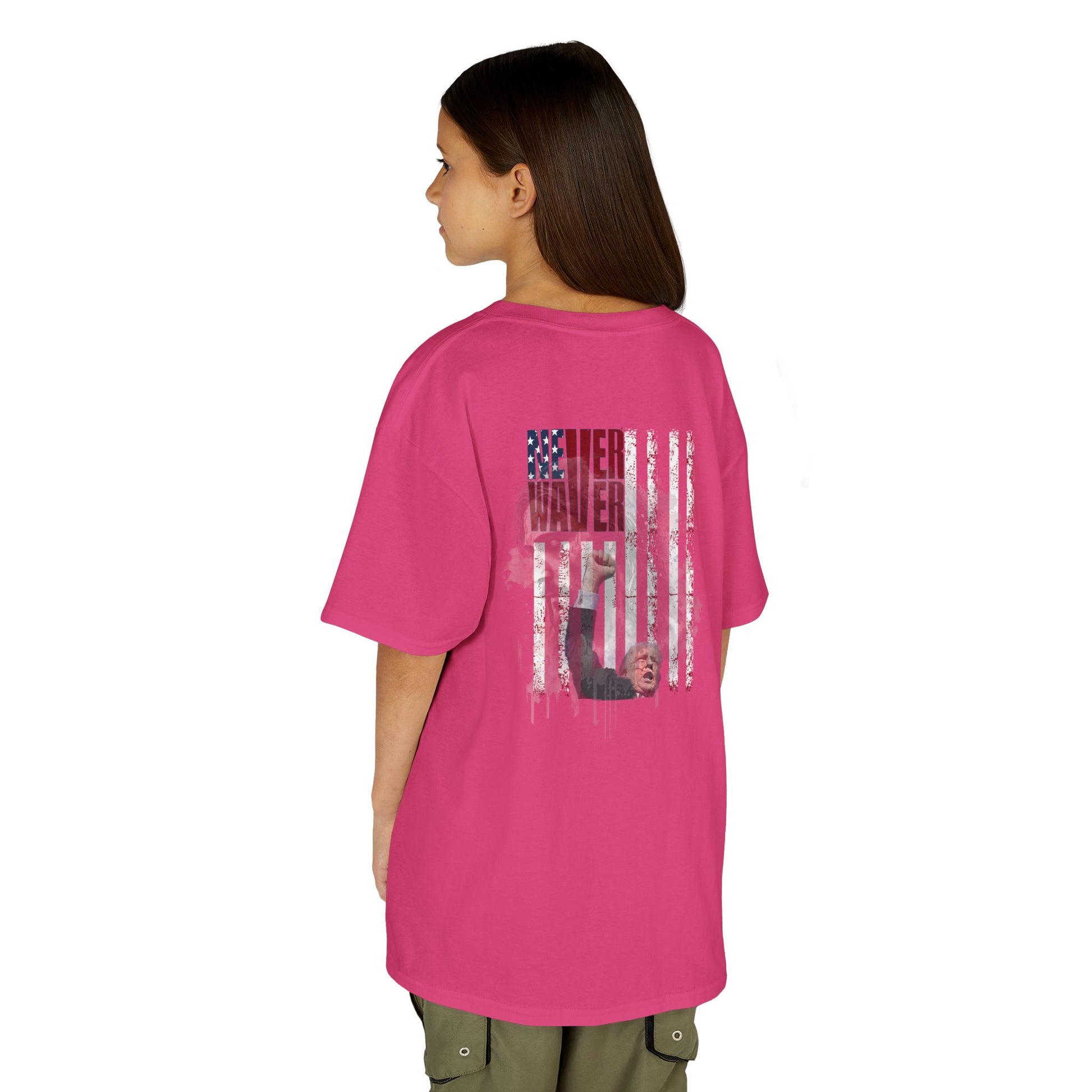 Never Waver Trump Fist Pump W Jesus Protection Kids Heavy Cotton™ Tee - Never Waver