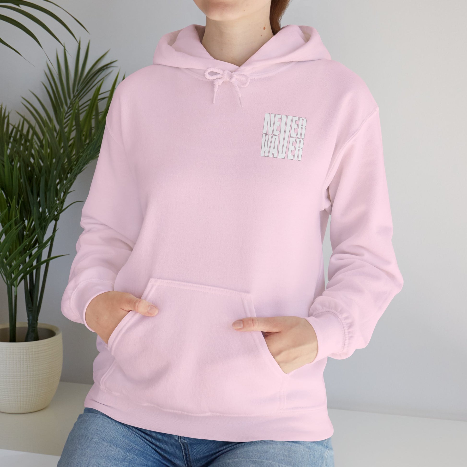 Never Waver” Jesus a bold, eye-catching design that reflects a steadfast faith and confidence in Christ. Hoodie - Unisex Heavy Blend™ Sweatshirt - Never Waver