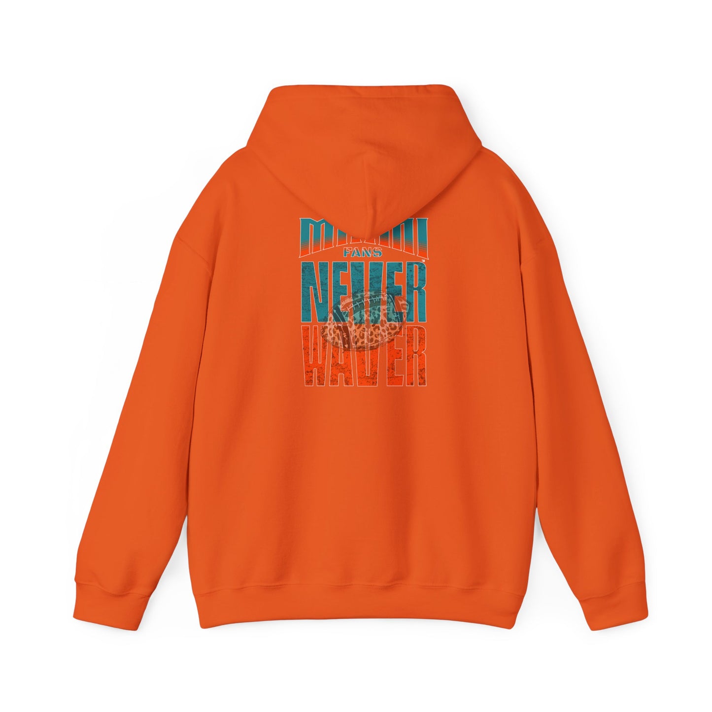 Unisex Heavy Blend™ Hooded Sweatshirt -Miami Fans  NEVER WAVER w Leopard Football | Cozy Streetwear for Every Day - Never Waver