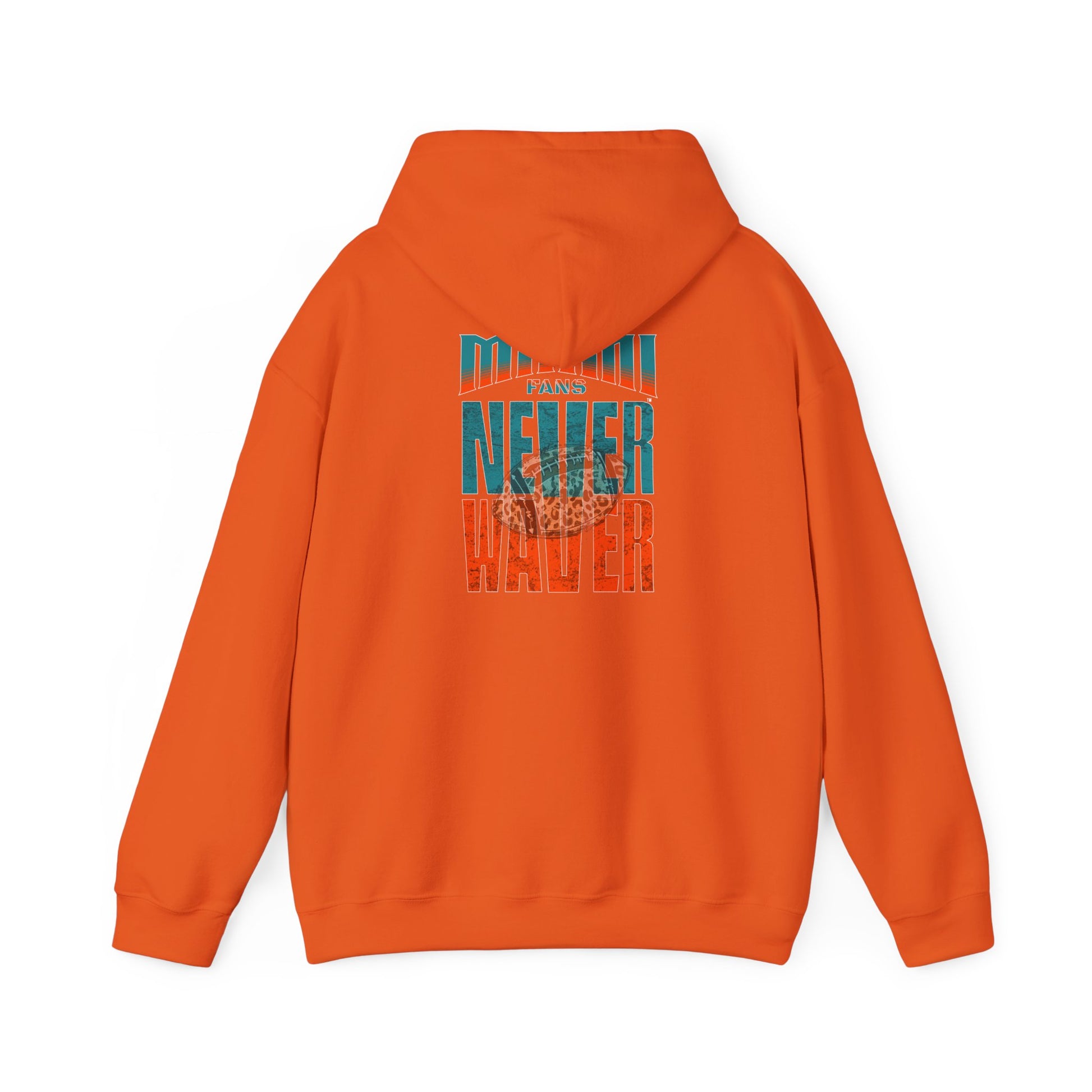 Unisex Heavy Blend™ Hooded Sweatshirt -Miami Fans  NEVER WAVER w Leopard Football | Cozy Streetwear for Every Day - Never Waver