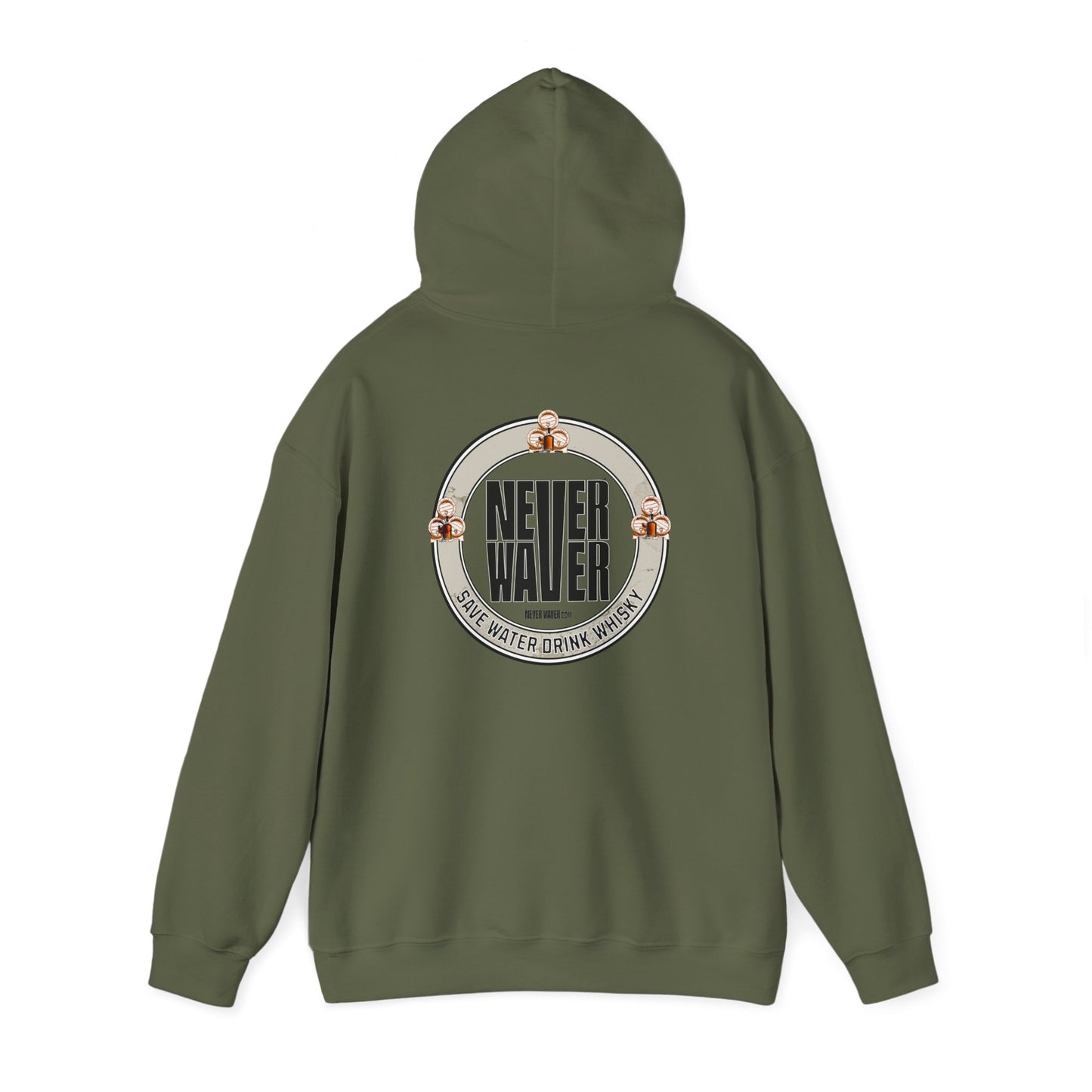Eco-Friendly Unisex Hoodie: "Never Waver - Save Water, Drink Whiskey" - Never Waver