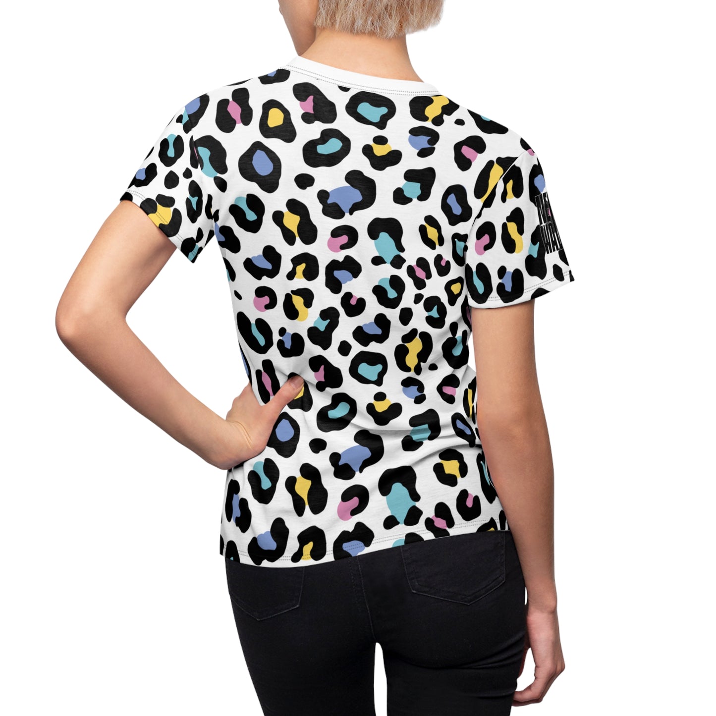Never Waver Colorful Leopard Print Women's Cut & Sew Tee - Trendy Casual Top - Never Waver