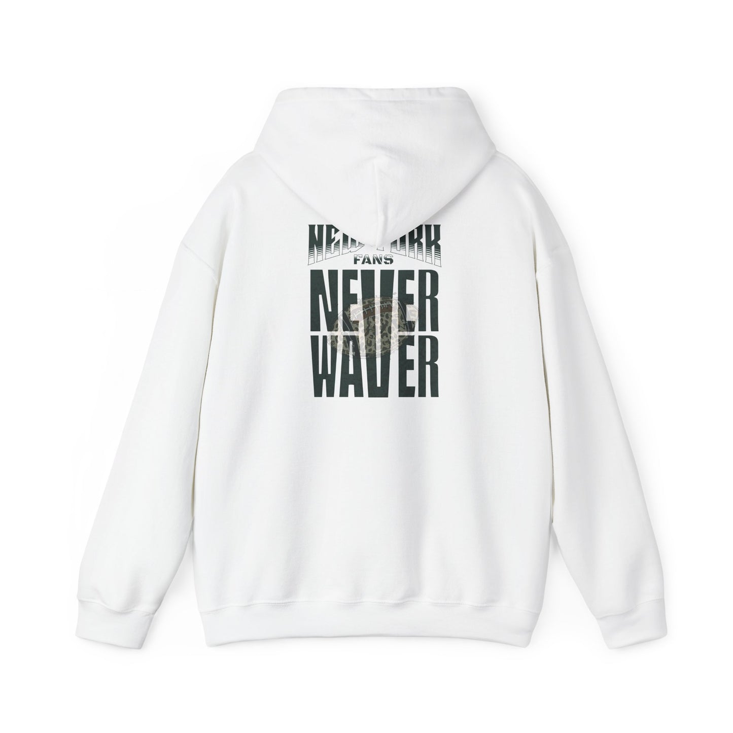 New York Fans Never Waver W Leopard Football Unisex Heavy Blend™ Hooded Sweatshirt - Never Waver