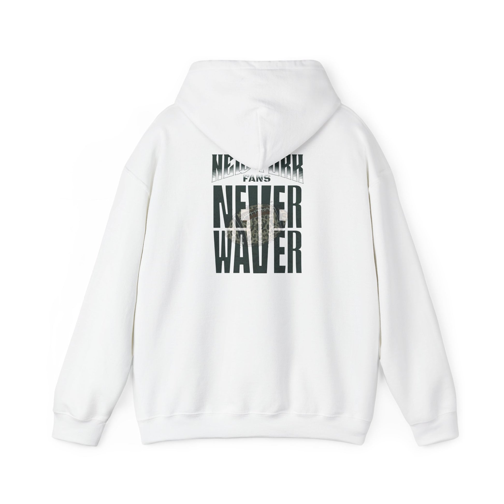 New York Fans Never Waver W Leopard Football Unisex Heavy Blend™ Hooded Sweatshirt - Never Waver