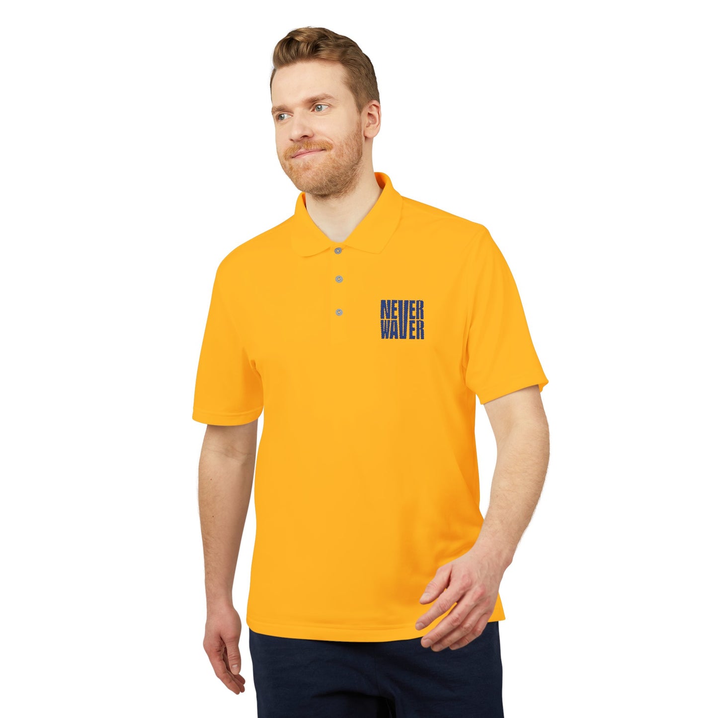 Performance Polo Shirt - "NEVER WAVER" Design