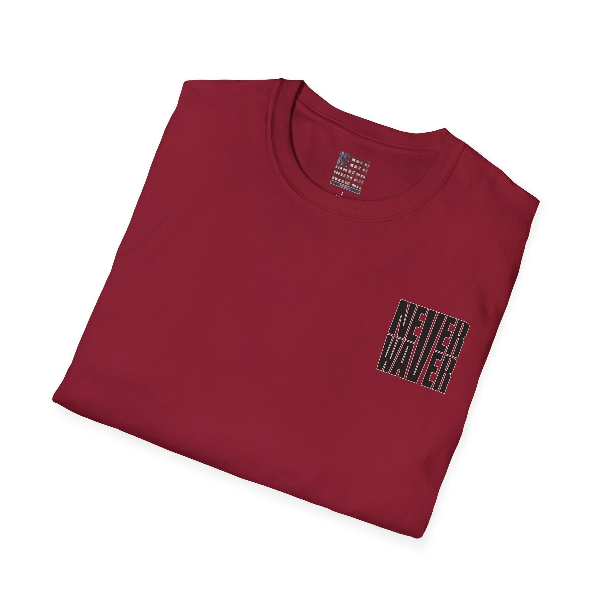 Never Waver” Jesus a bold, eye-catching design that reflects a steadfast faith and confidence in Christ. Unisex Soft style T-Shirt - Never Waver