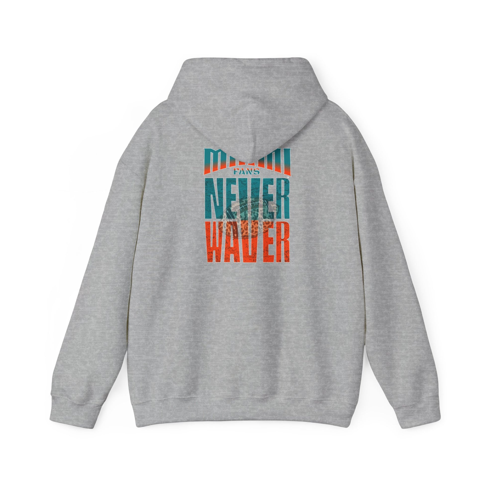 Unisex Heavy Blend™ Hooded Sweatshirt -Miami Fans  NEVER WAVER w Leopard Football | Cozy Streetwear for Every Day - Never Waver