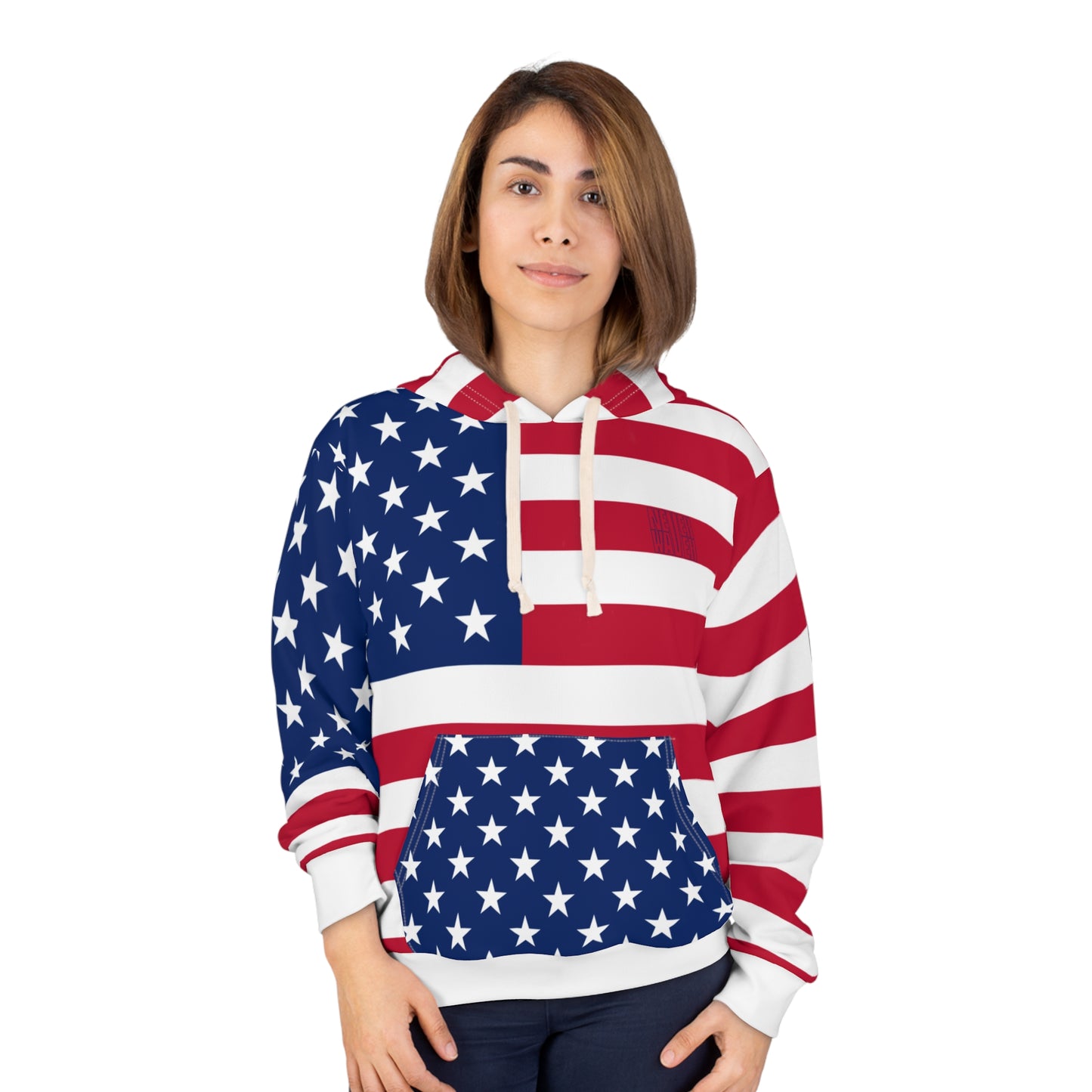 Patriotic Unisex Pullover Hoodie - Never Waver American Flag Design