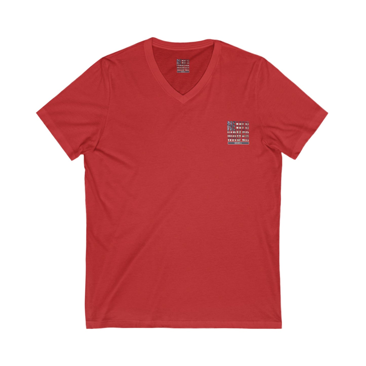 Unisex V-Neck Tee - 'America Never Wavers' Patriotic Shirt - Never Waver