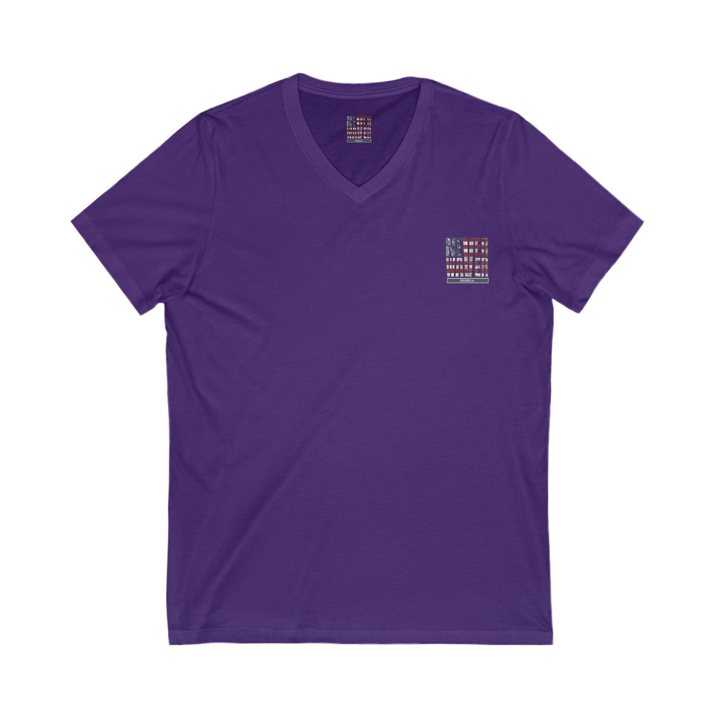 Unisex V-Neck Tee - 'America Never Wavers' Patriotic Shirt - Never Waver