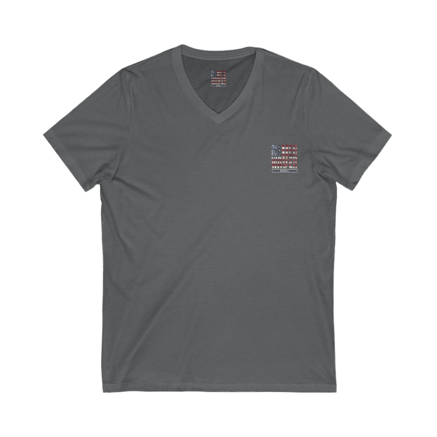 Unisex V-Neck Tee - 'America Never Wavers' Patriotic Shirt - Never Waver