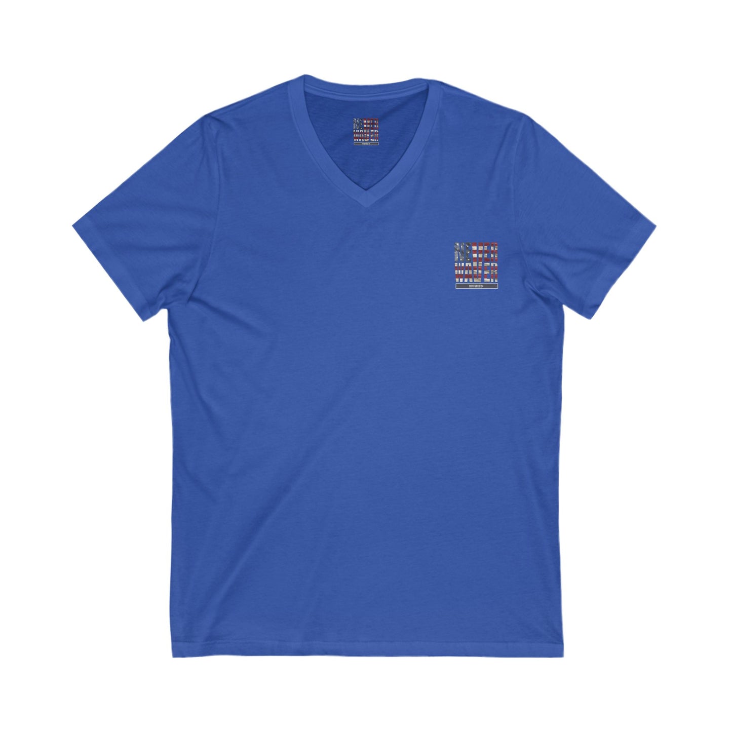 Unisex V-Neck Tee - 'America Never Wavers' Patriotic Shirt - Never Waver