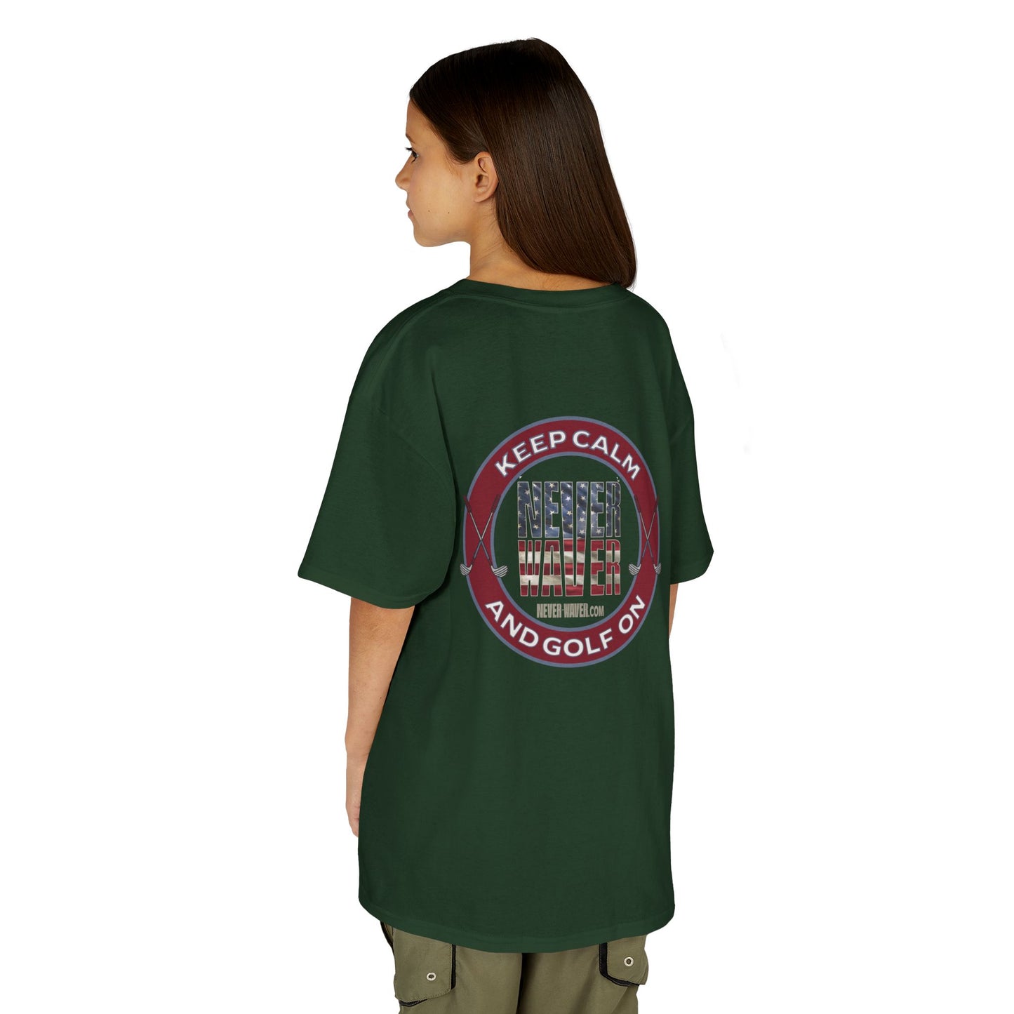 Kids Golf Tee - Keep Calm Never Waver and Golf On - Never Waver