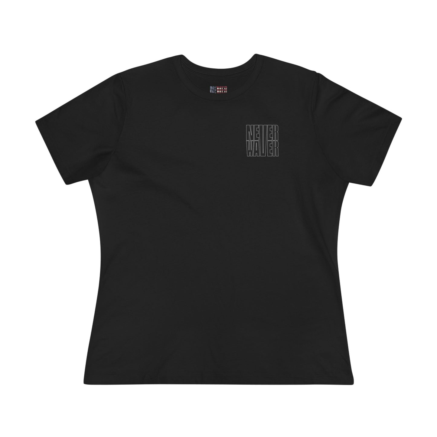 Never Waver” Jesus t-shirt might feature a bold, eye-catching design that reflects a steadfast faith and confidence in Christ.  Women's Cotton Tee - Never Waver