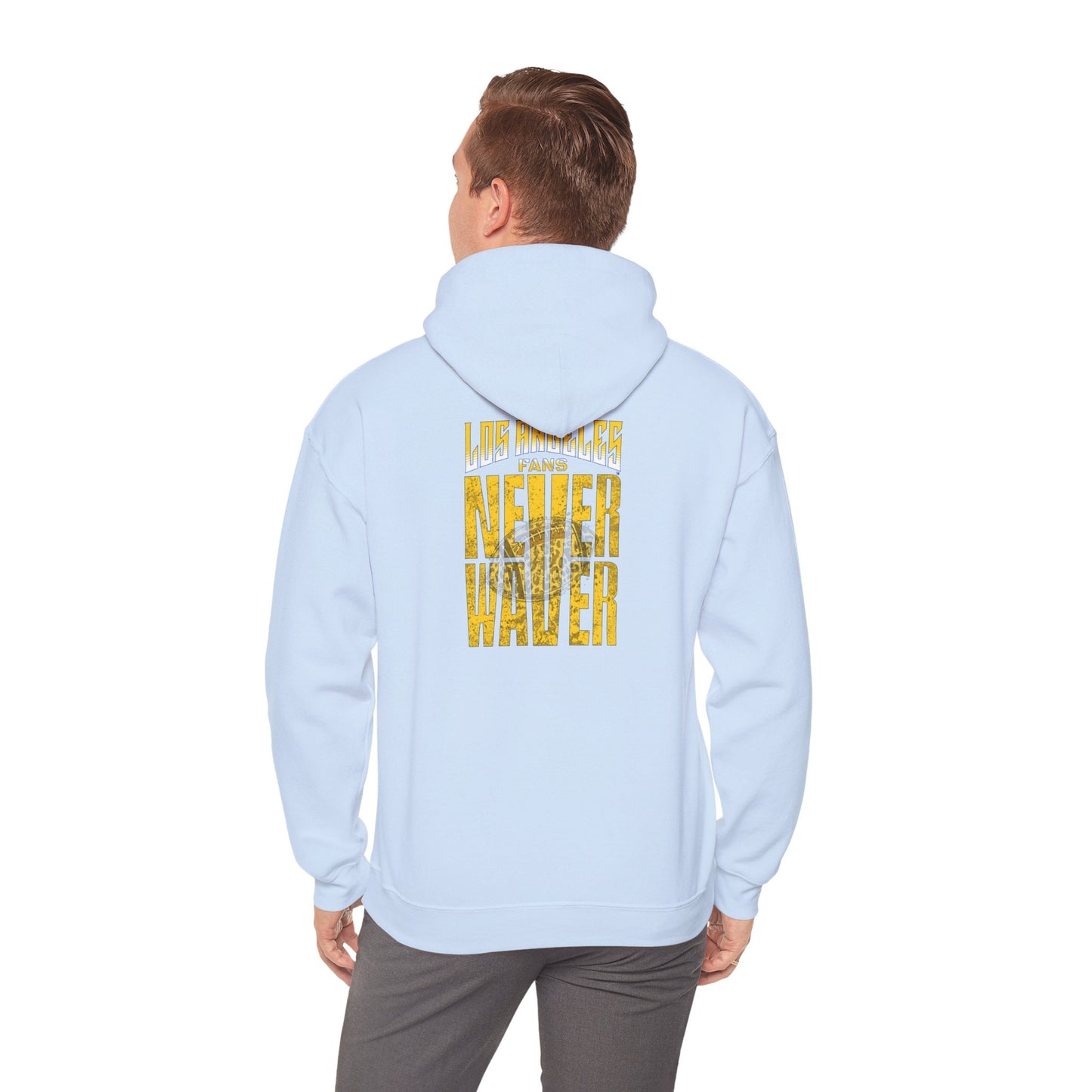 Los Angeles Fans Never Waver w Leopard Football Unisex Heavy Blend™ Hooded Sweatshirt - Cozy, Motivational Apparel for Everyday Wear
