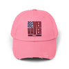 Unisex Distressed Cap - 'Never Waver' Casual Hat for Everyday Style Patriotic