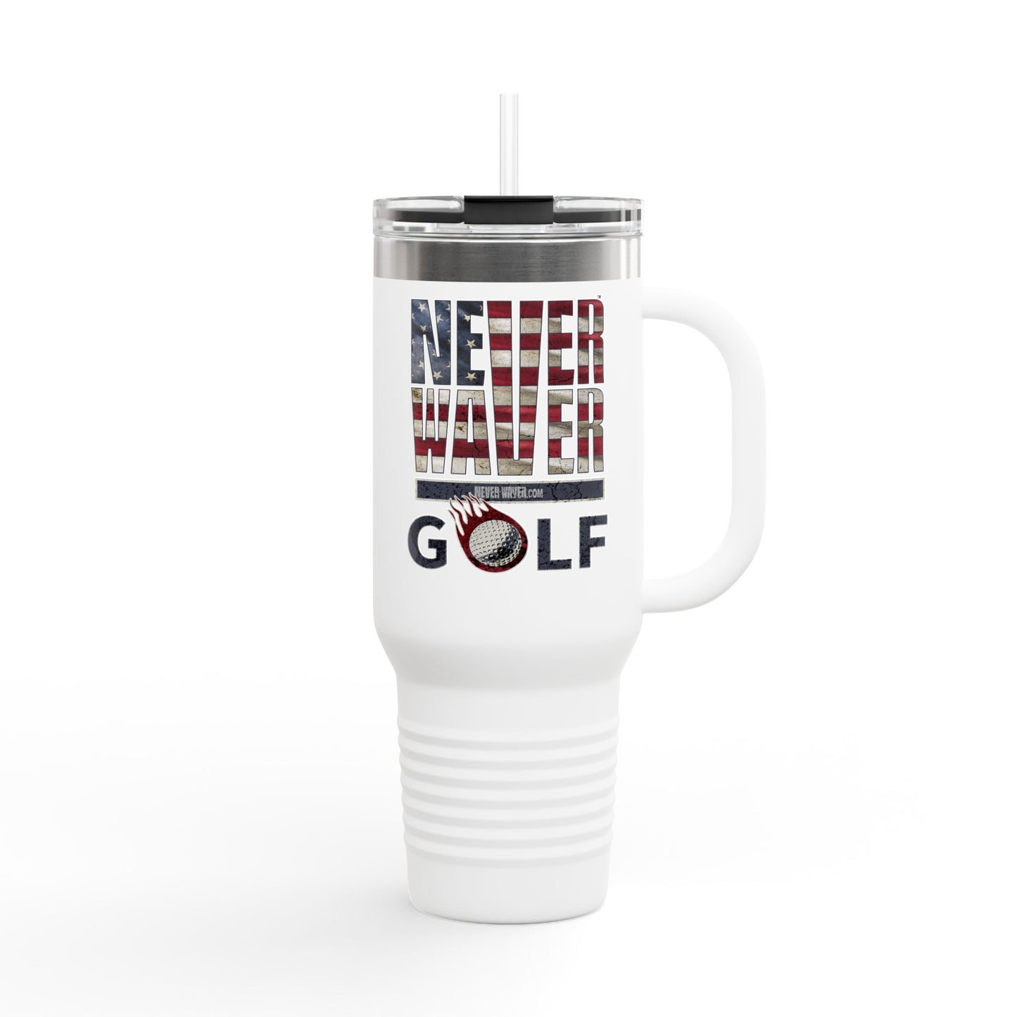 Insulated Travel Mug - "Never Waver Golf" - 40oz Sporty Drinkware - Never Waver