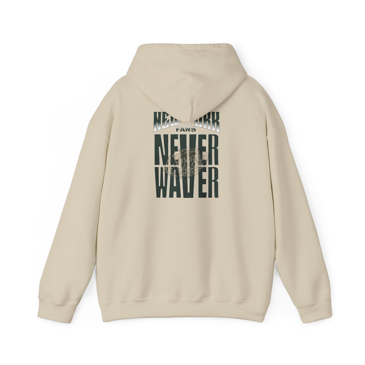 New York Fans Never Waver W Leopard Football Unisex Heavy Blend™ Hooded Sweatshirt - Never Waver