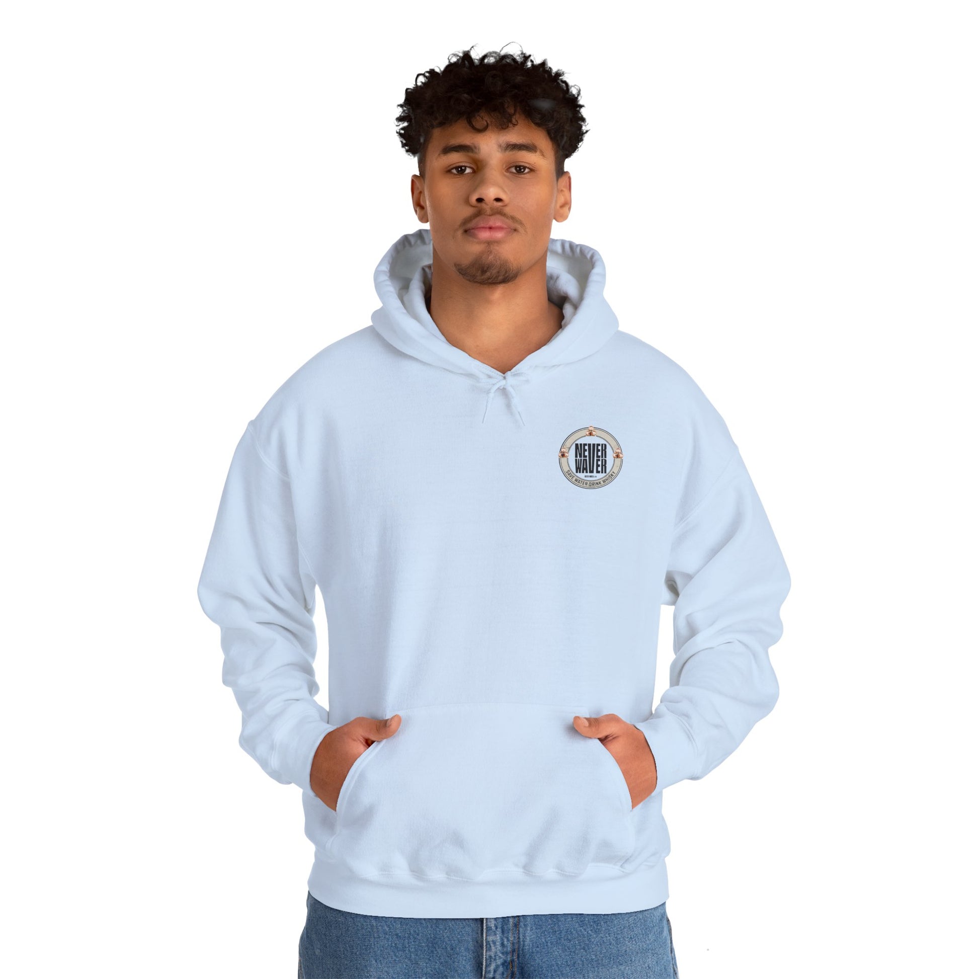Eco-Friendly Unisex Hoodie: "Never Waver - Save Water, Drink Whiskey" - Never Waver