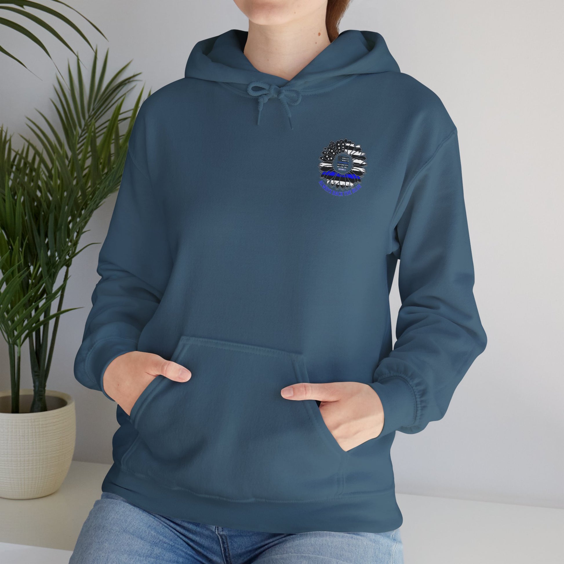 Never Waver Always Back the Blue Hooded Sweatshirt - Unisex Heavy Blend™ - Never Waver