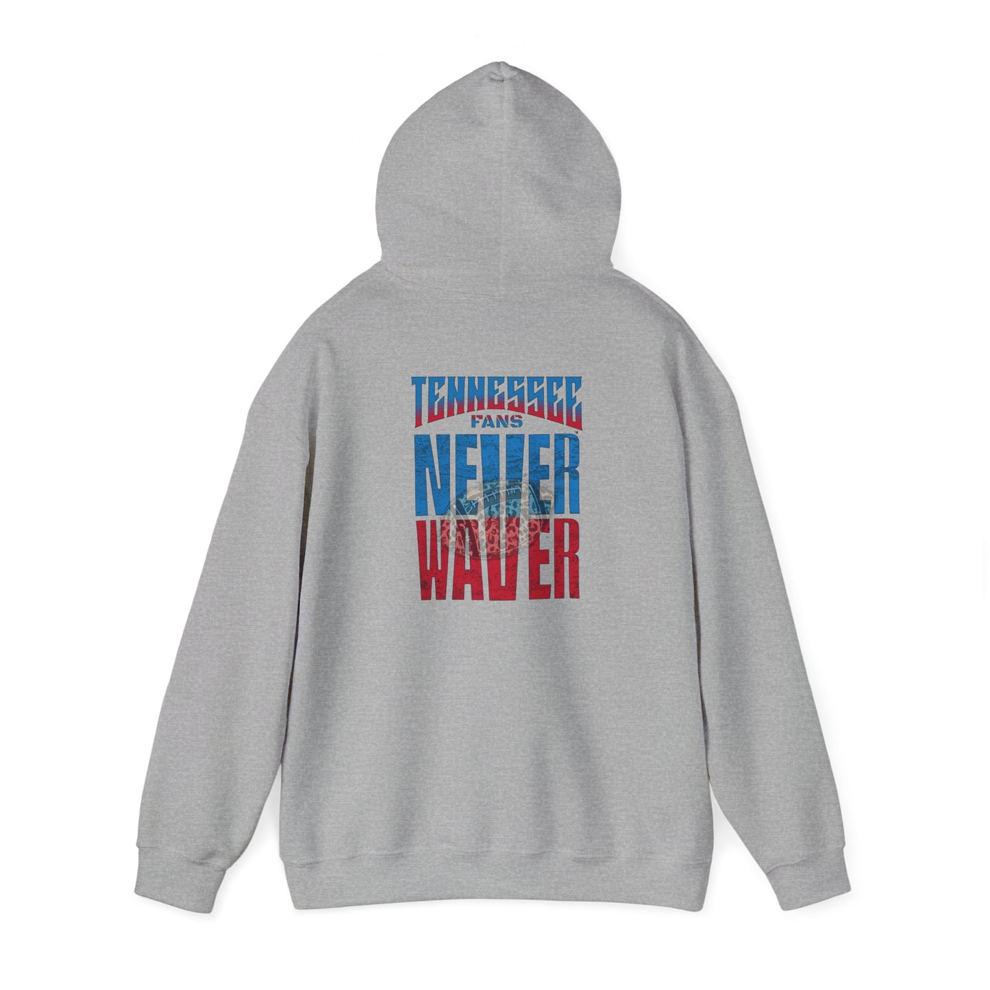 Unisex Heavy Blend™ Hooded Sweatshirt - 'Tennessee Fans Never Waver W Leopard Football' Casual Comfort for Team Fans - Never Waver