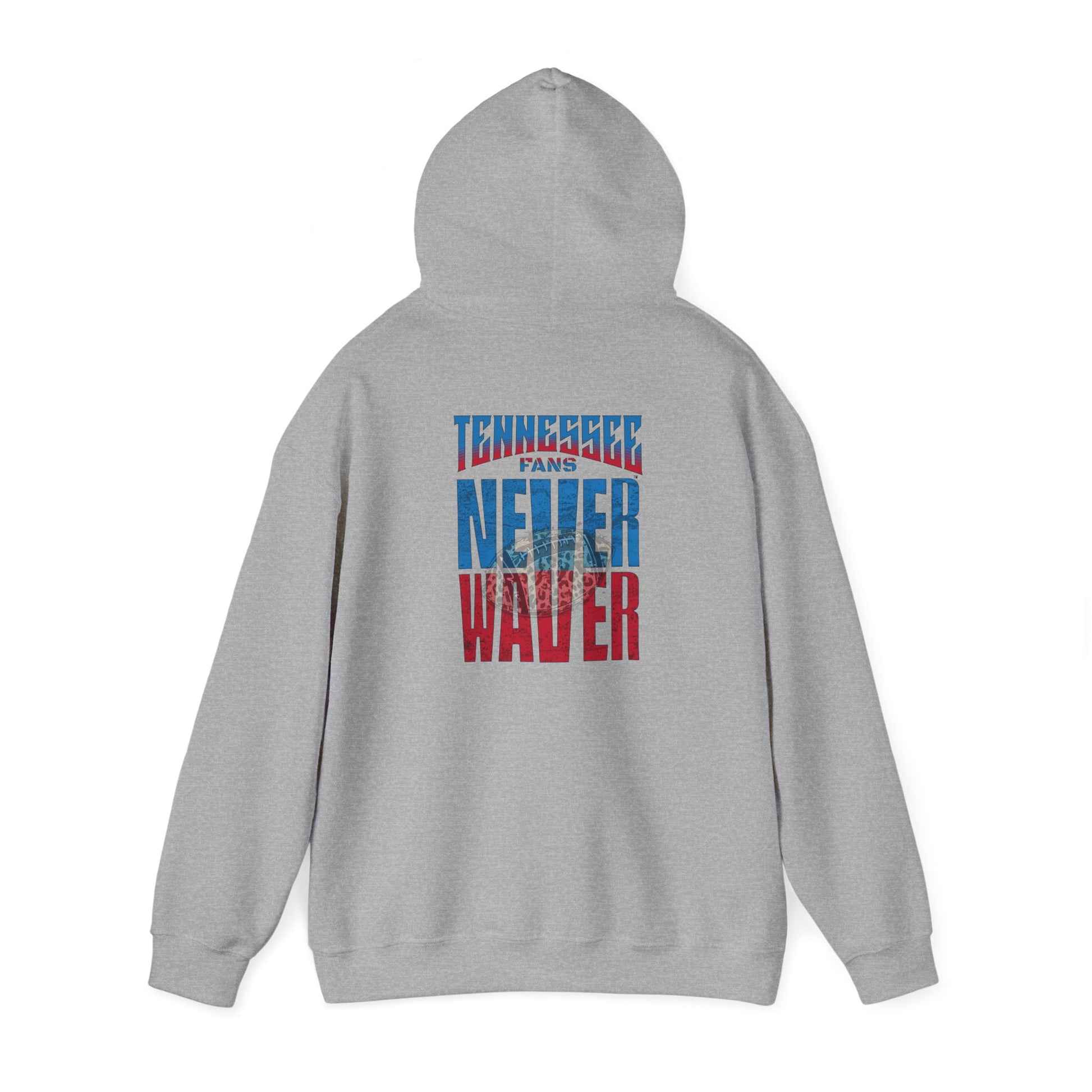 Unisex Heavy Blend™ Hooded Sweatshirt - 'Tennessee Fans Never Waver W Leopard Football' Casual Comfort for Team Fans - Never Waver