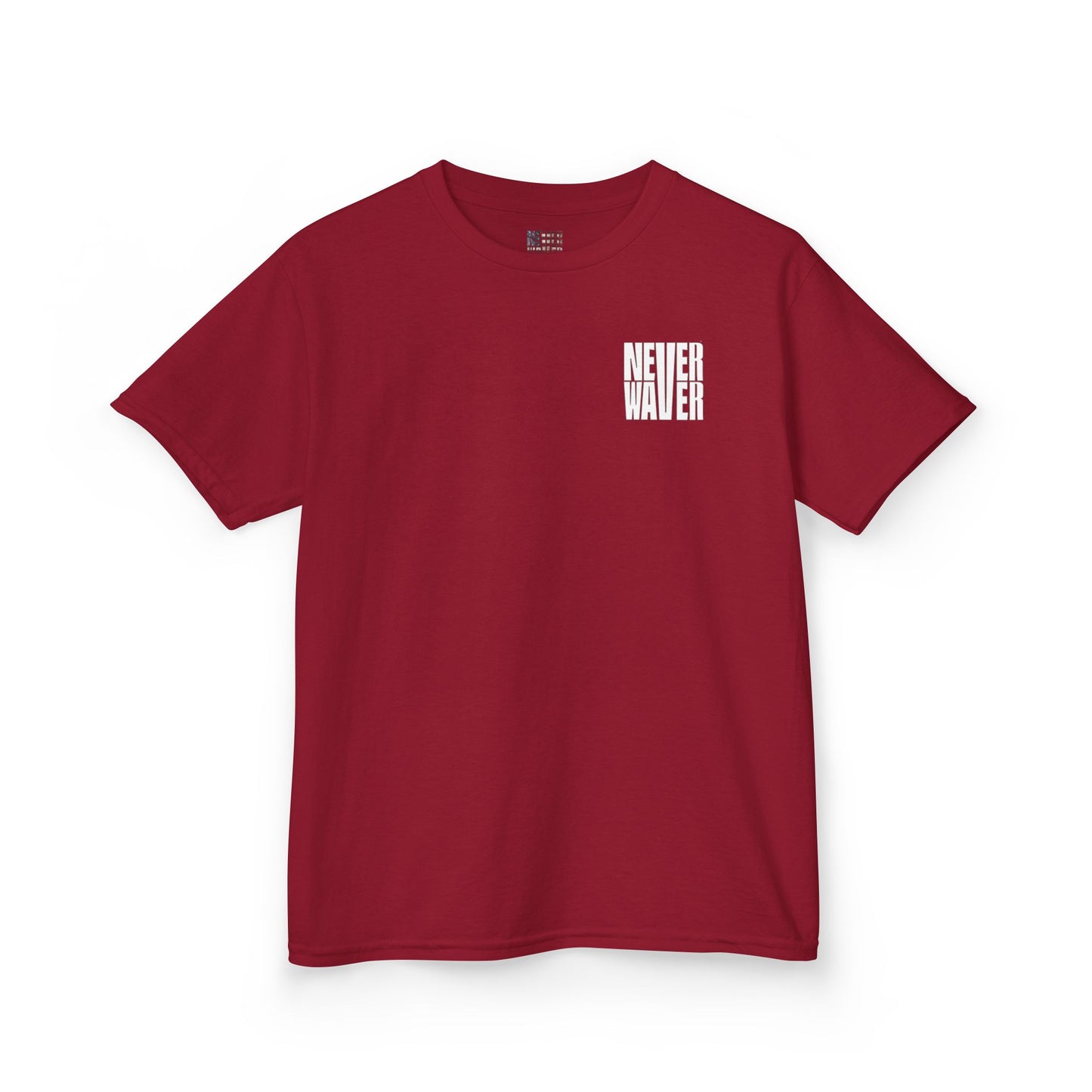 Kids Golf Tee -Never Waver” Jesus a bold, eye-catching design that reflects a steadfast faith and confidence in Christ. - Never Waver