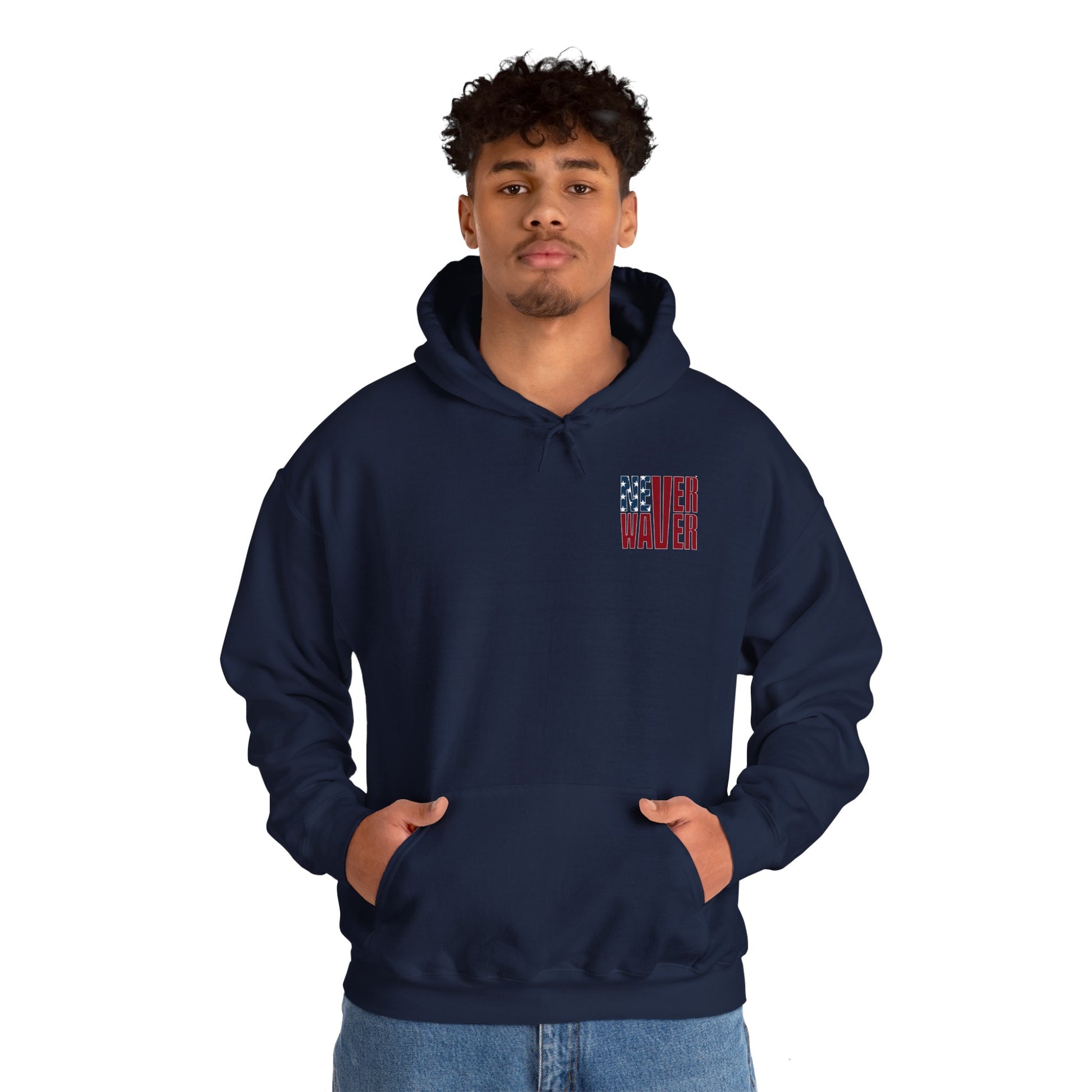 Unisex Heavy Blend™ Hoodie - 'New York Fans Never Waver' American Flag Design - Never Waver