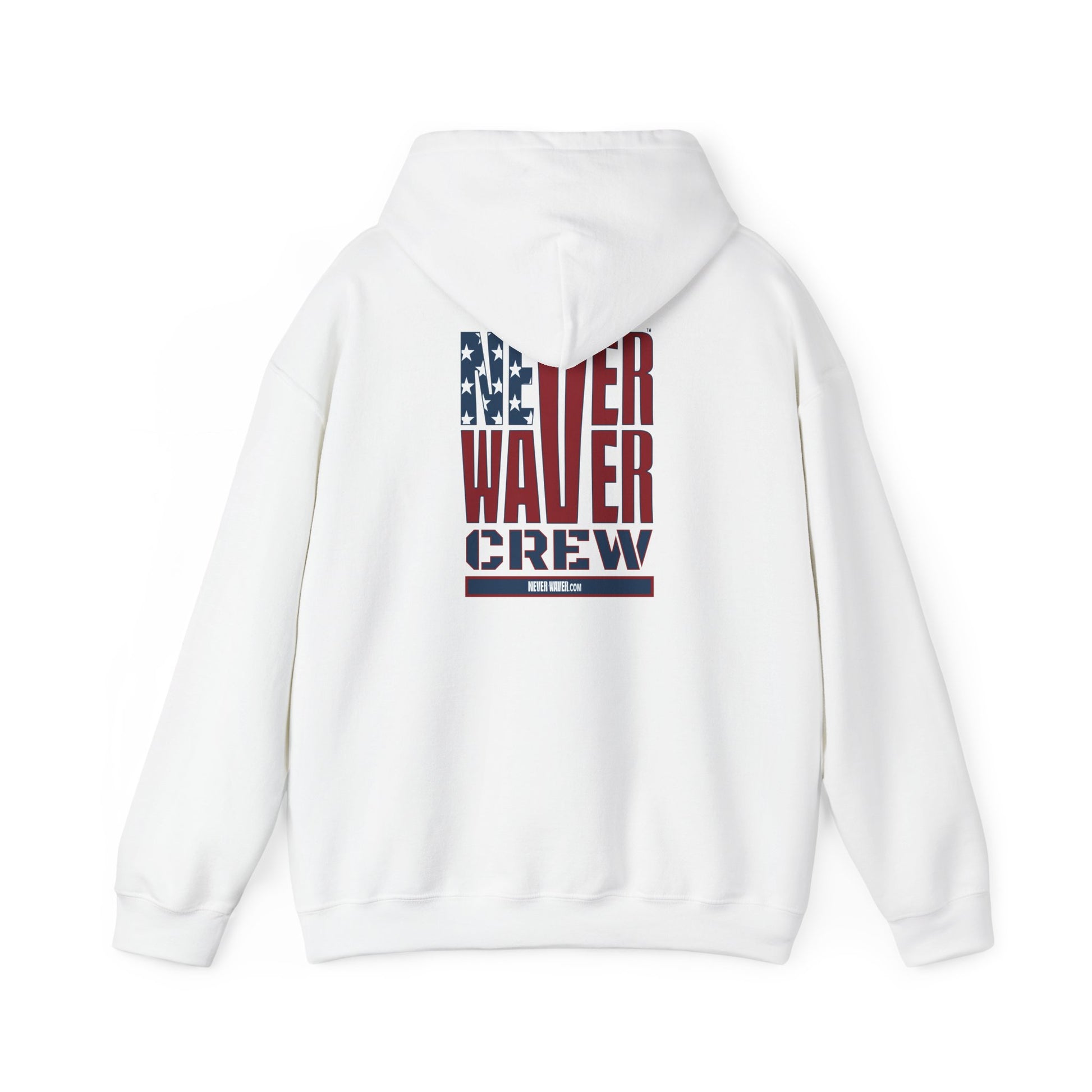 Unisex Heavy Blend™ Hooded Sweatshirt - Never Waver Crew with  American Flag Design - Never Waver
