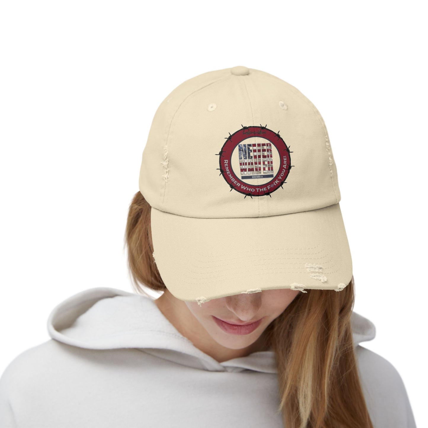 Distressed Cap - Never Waver Remember Who The  F@{k You Are -Statement Hat for Everyday Style