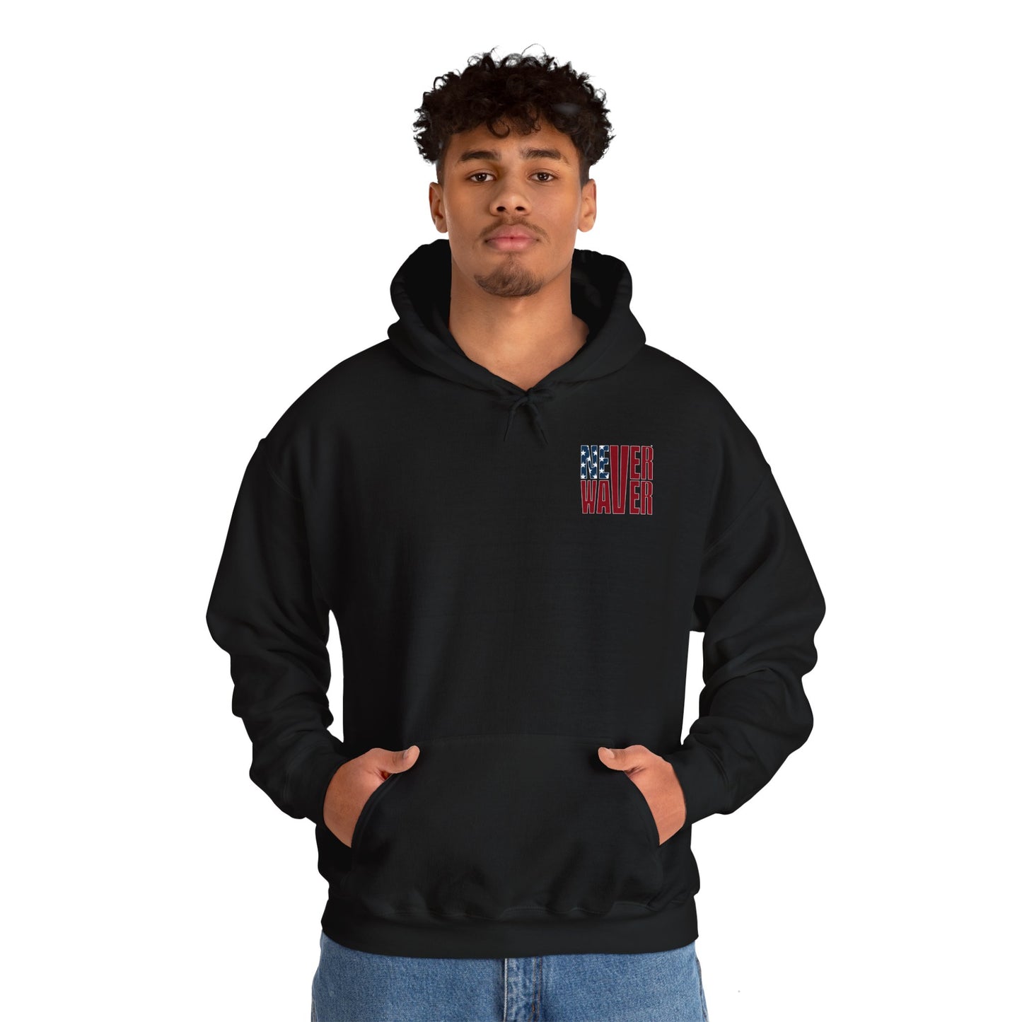 Unisex Heavy Blend™ Hoodie - 'New York Fans Never Waver' American Flag Design - Never Waver