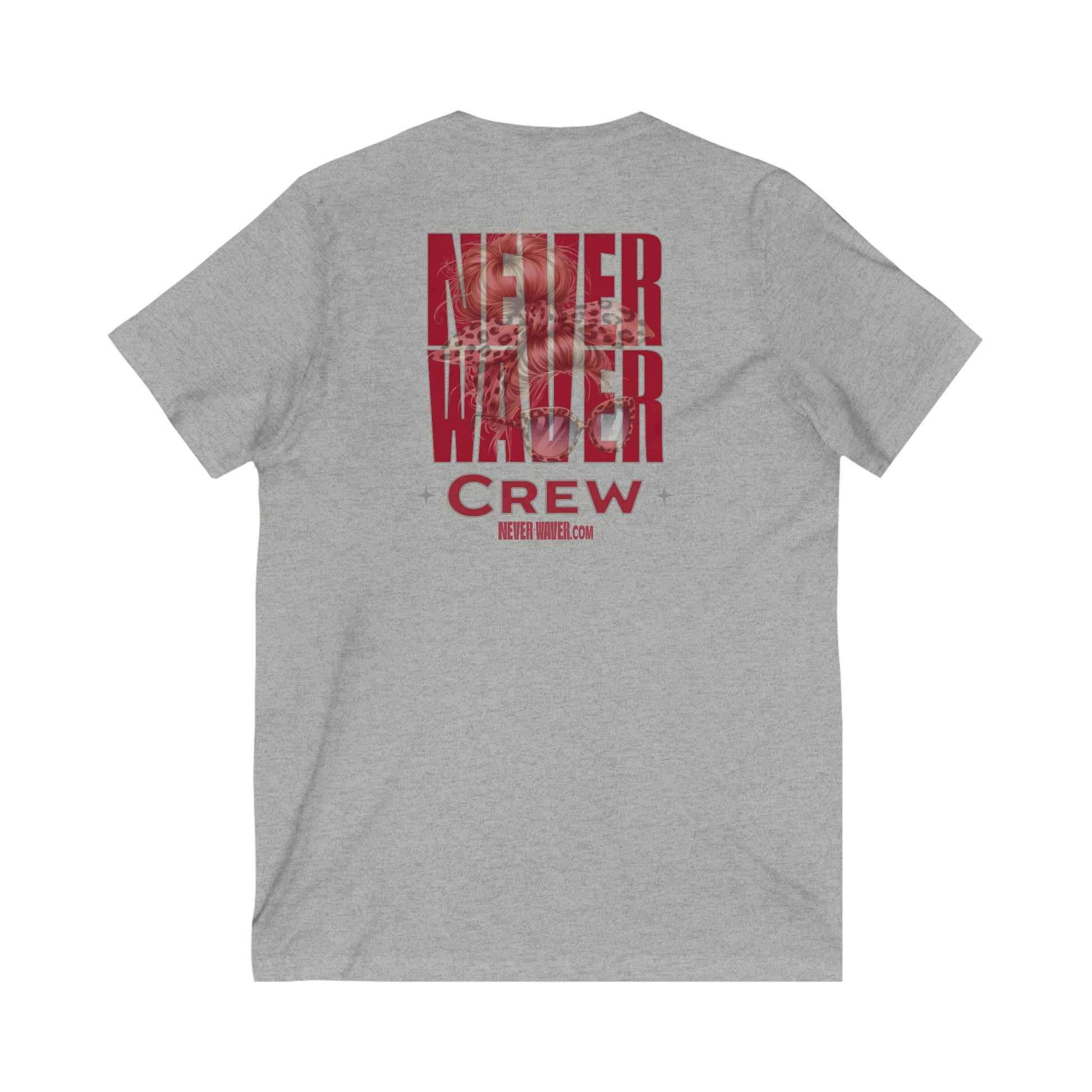 Unisex V-Neck Tee - Never Waver Inspirational Crew T-Shirt - Never Waver
