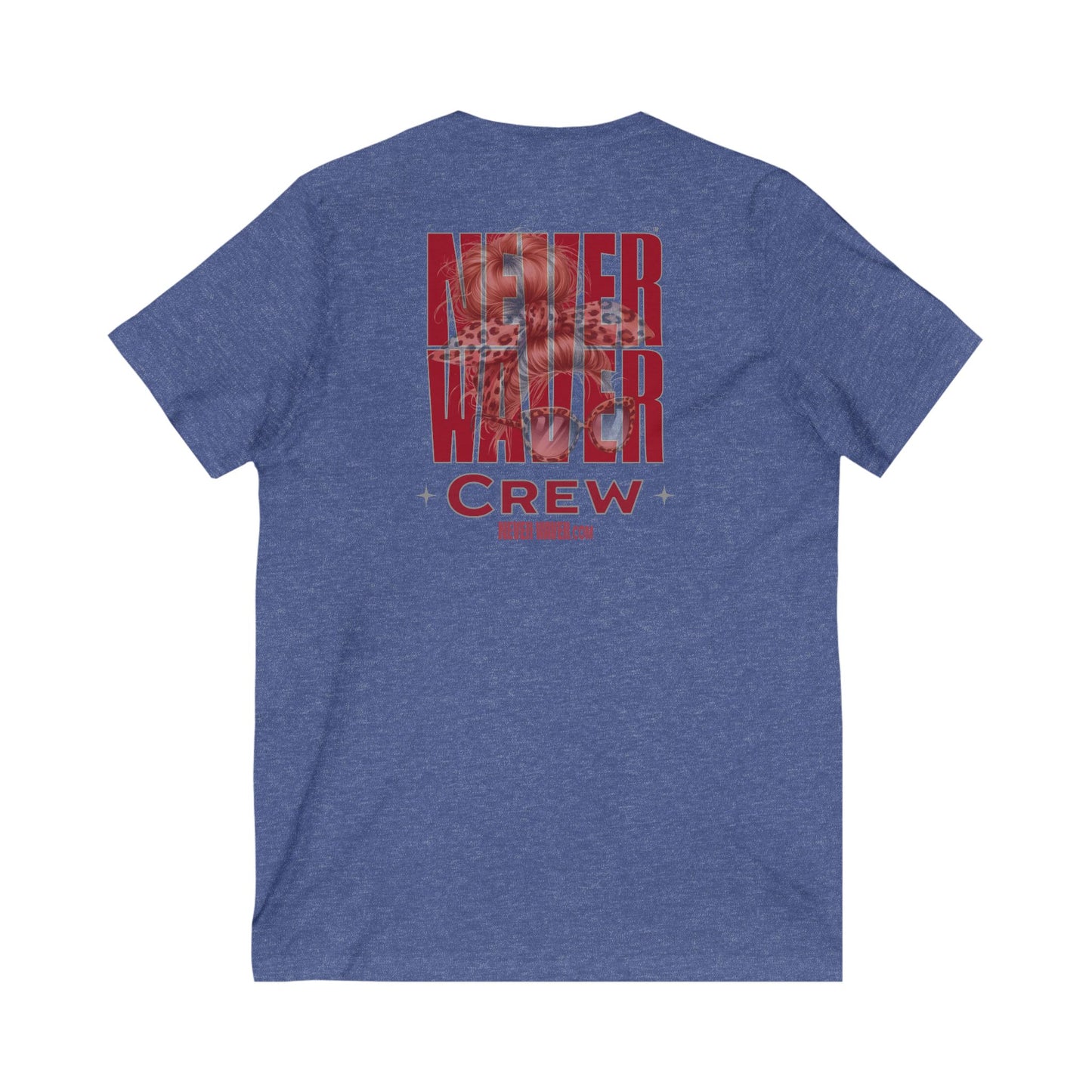 Unisex V-Neck Tee - Never Waver Inspirational Crew T-Shirt - Never Waver