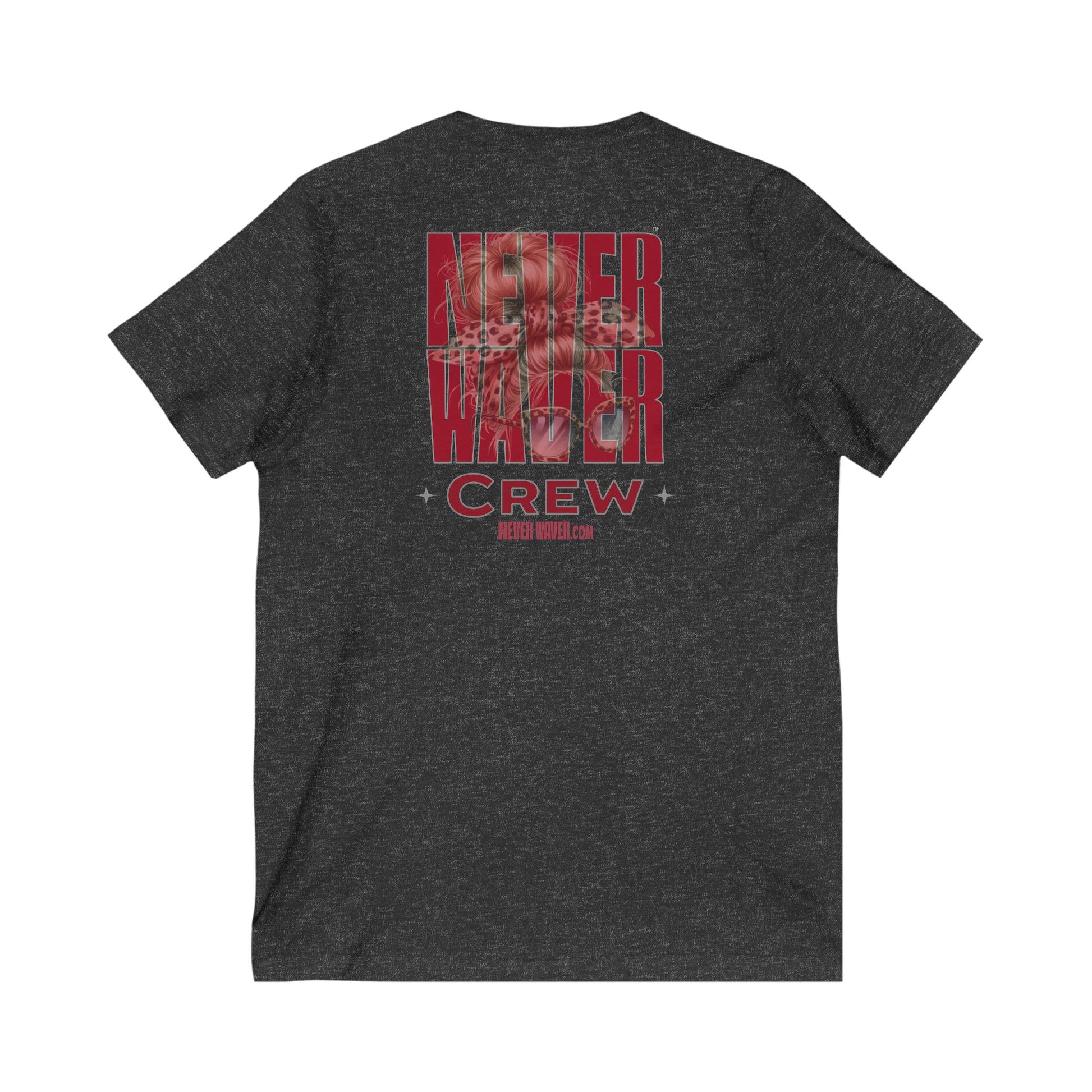 Unisex V-Neck Tee - Never Waver Inspirational Crew T-Shirt - Never Waver
