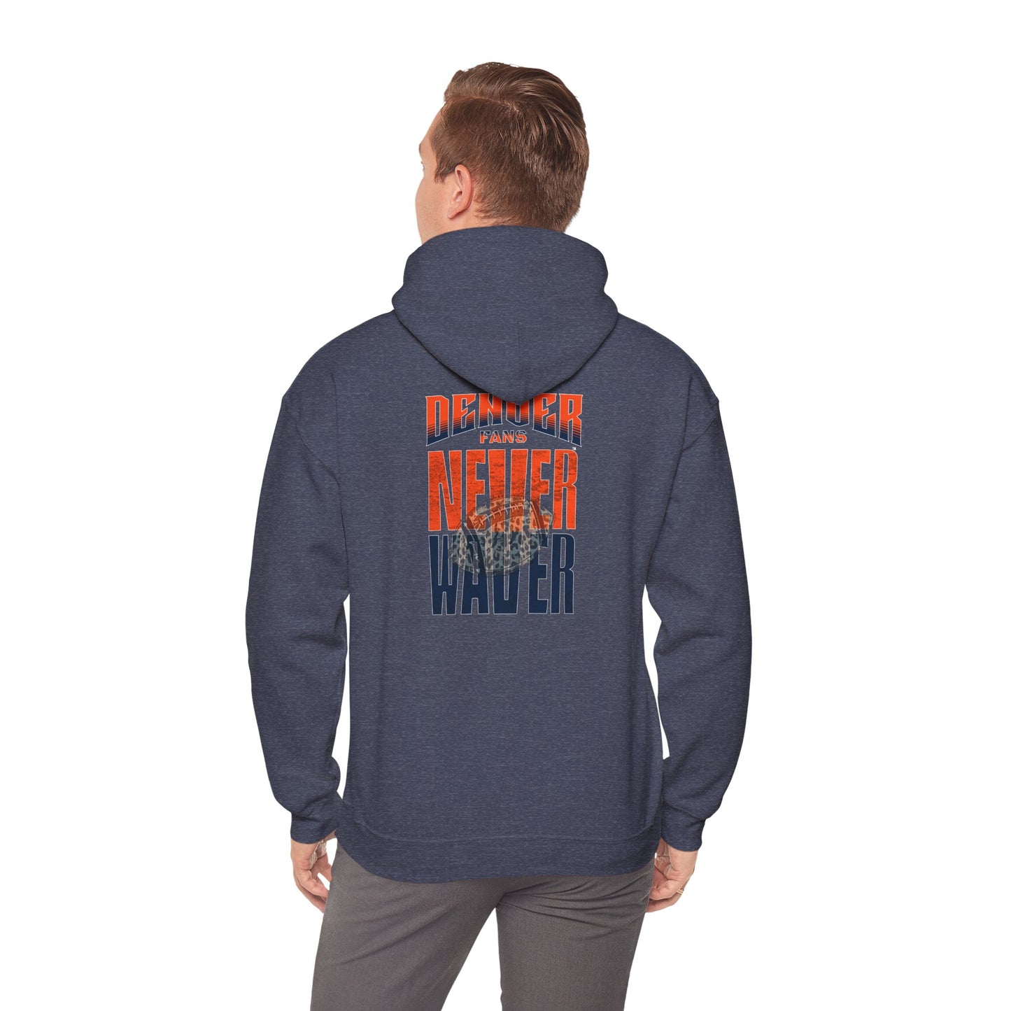 Unisex Heavy Blend™ Hooded Sweatshirt - Denver Fans Never Waver W Leopard Football Motivation - Never Waver