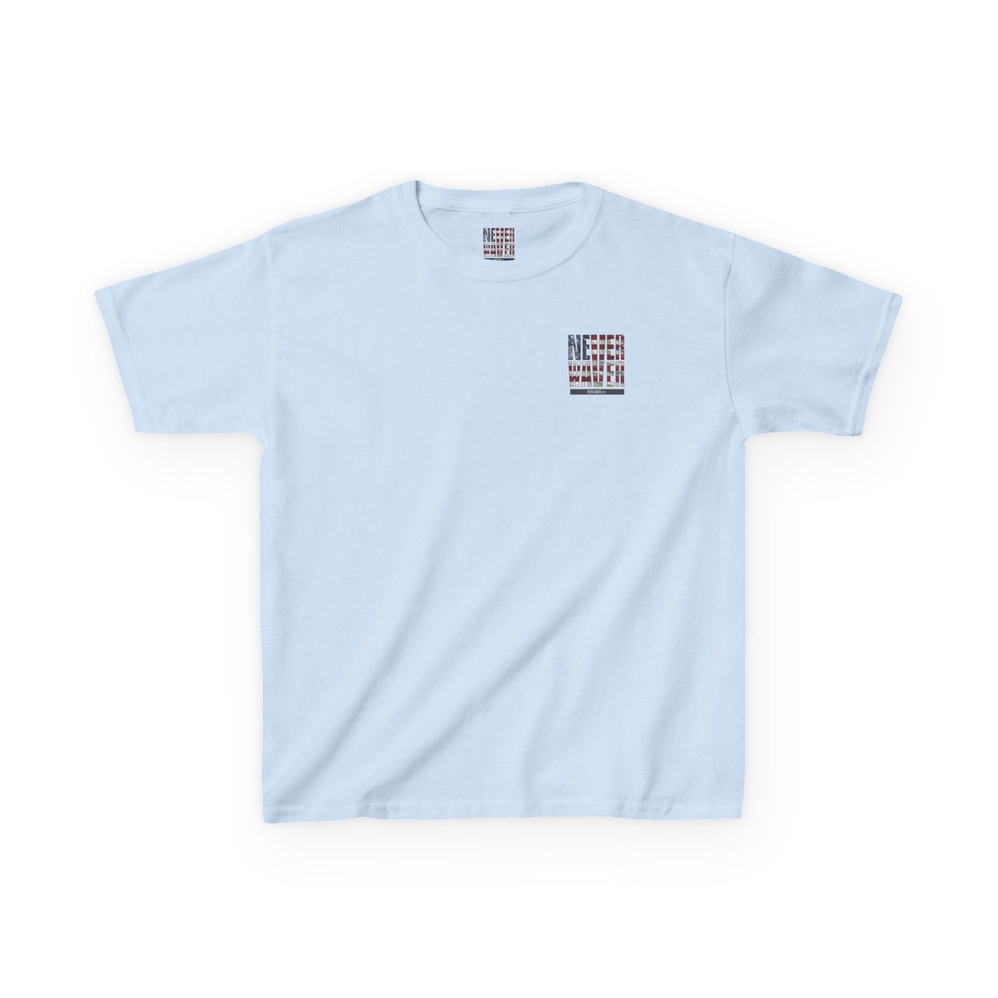 Patriotic Kids Heavy Cotton Tee - 'America Never Waver' USA Graphic Tee - Never Waver