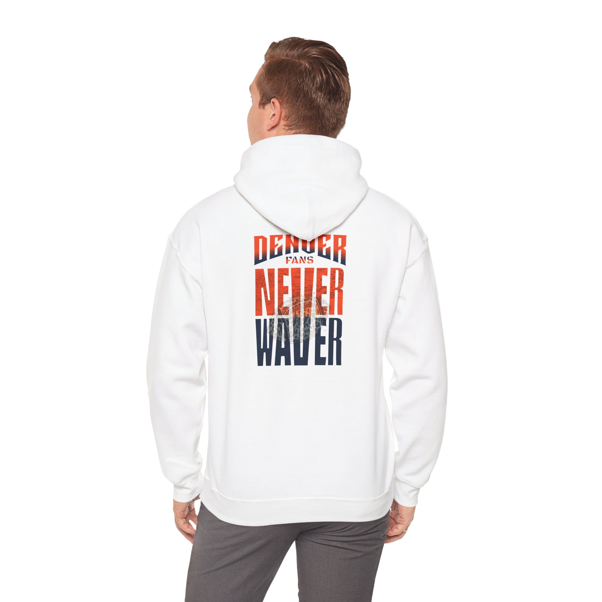 Unisex Heavy Blend™ Hooded Sweatshirt - Denver Fans Never Waver W Leopard Football Motivation - Never Waver
