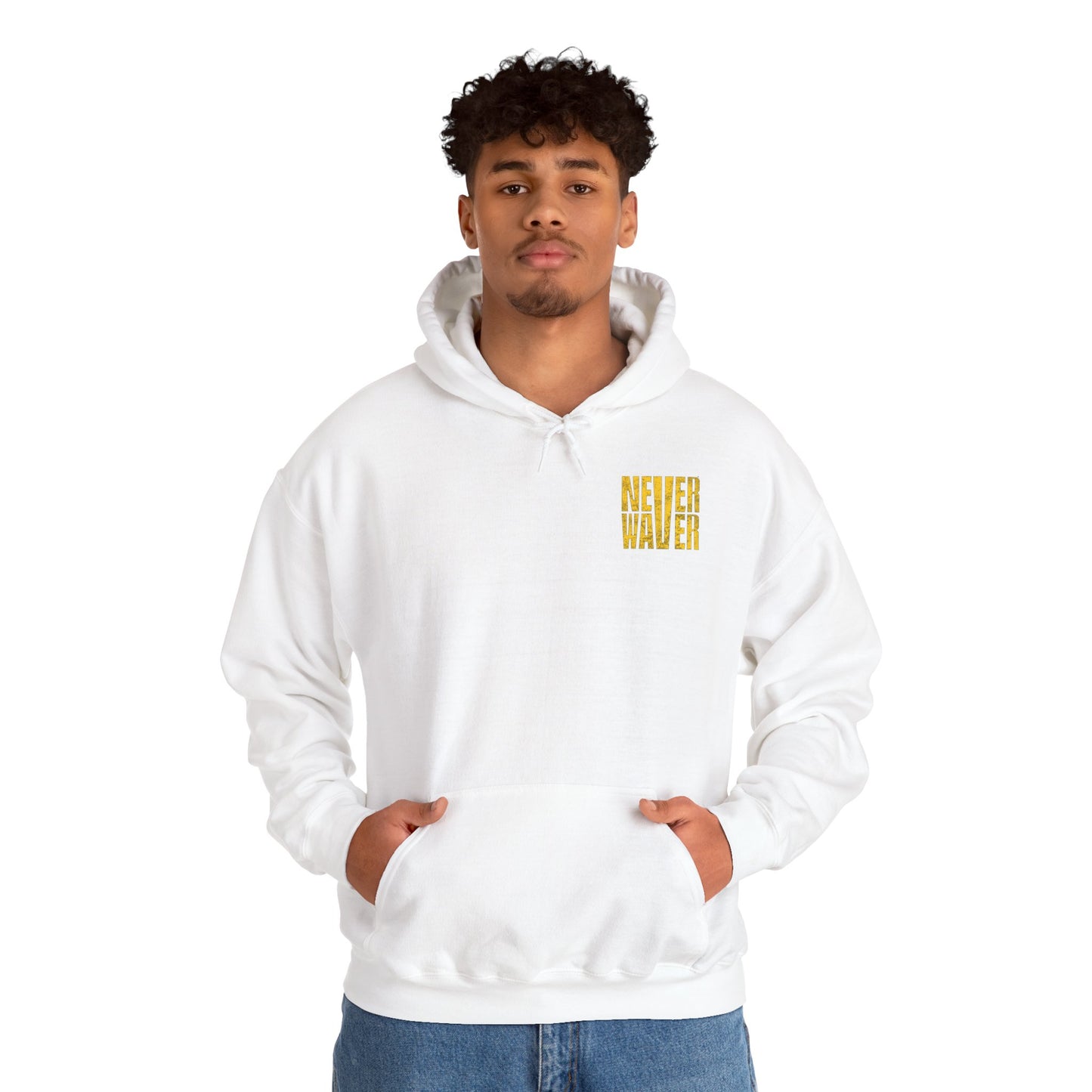 Los Angeles Fans Never Waver w Leopard Football Unisex Heavy Blend™ Hooded Sweatshirt - Cozy, Motivational Apparel for Everyday Wear