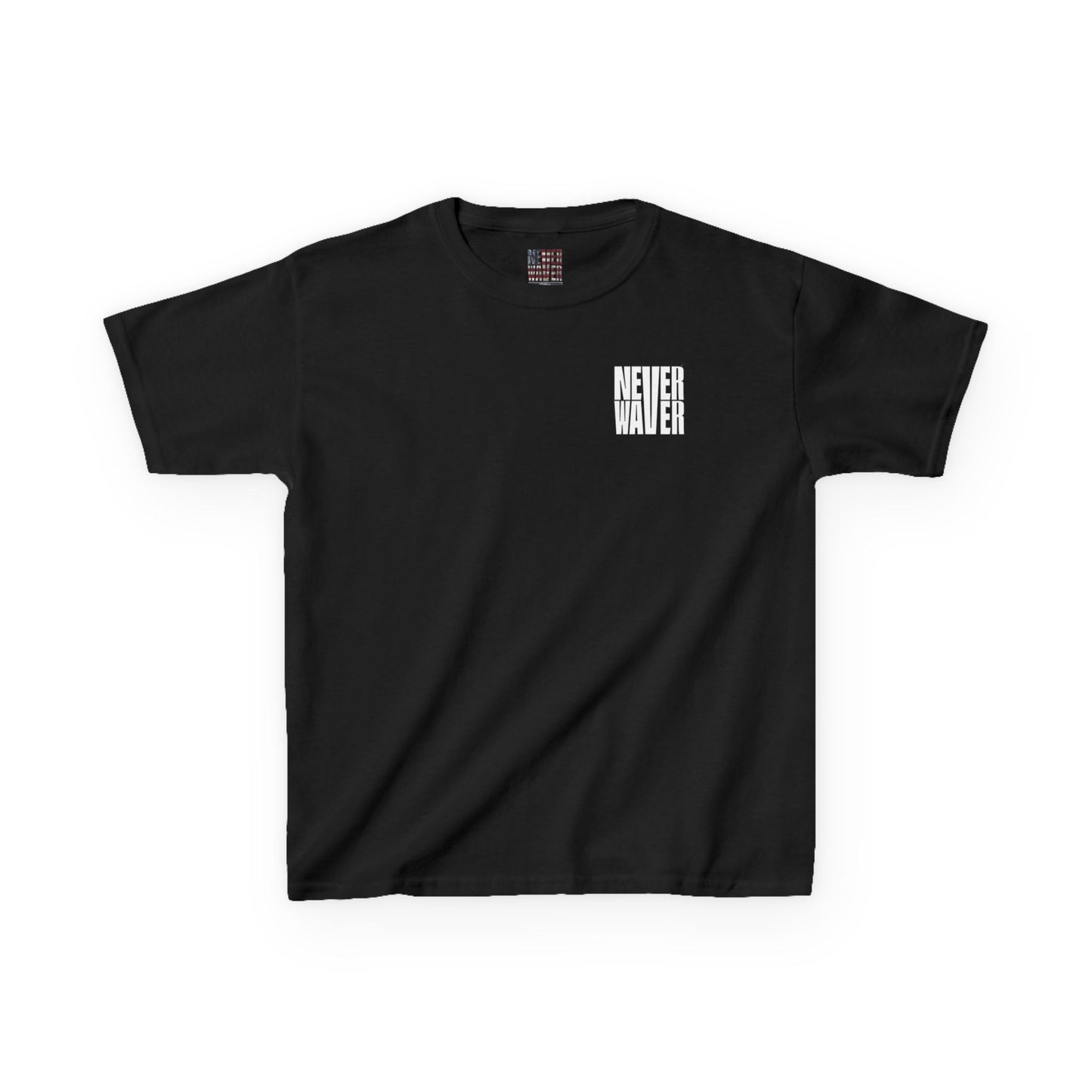 Kids Golf Tee -Never Waver” Jesus a bold, eye-catching design that reflects a steadfast faith and confidence in Christ. - Never Waver