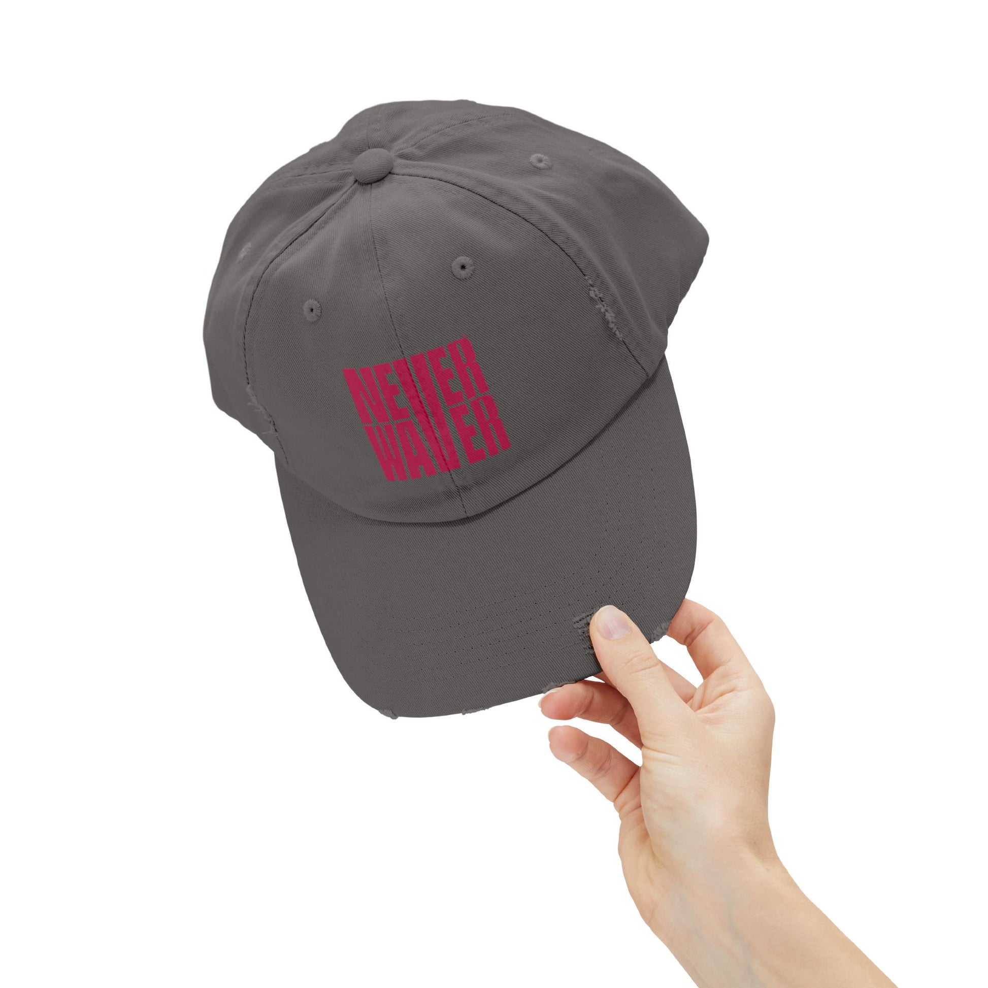 Unisex Distressed Cap - 'Never Waver' Motivational Hat - Never Waver