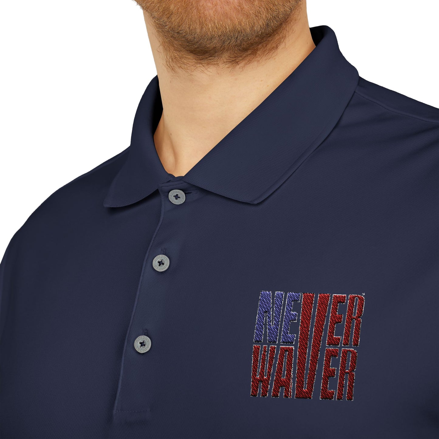 Never Waver Embroidered adidas Unisex Performance Polo - Never Waver
