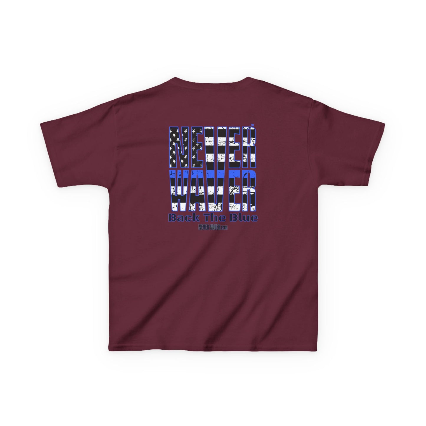 Never Waver Back The Blue  Kids Heavy Cotton™ Tee - Never Waver