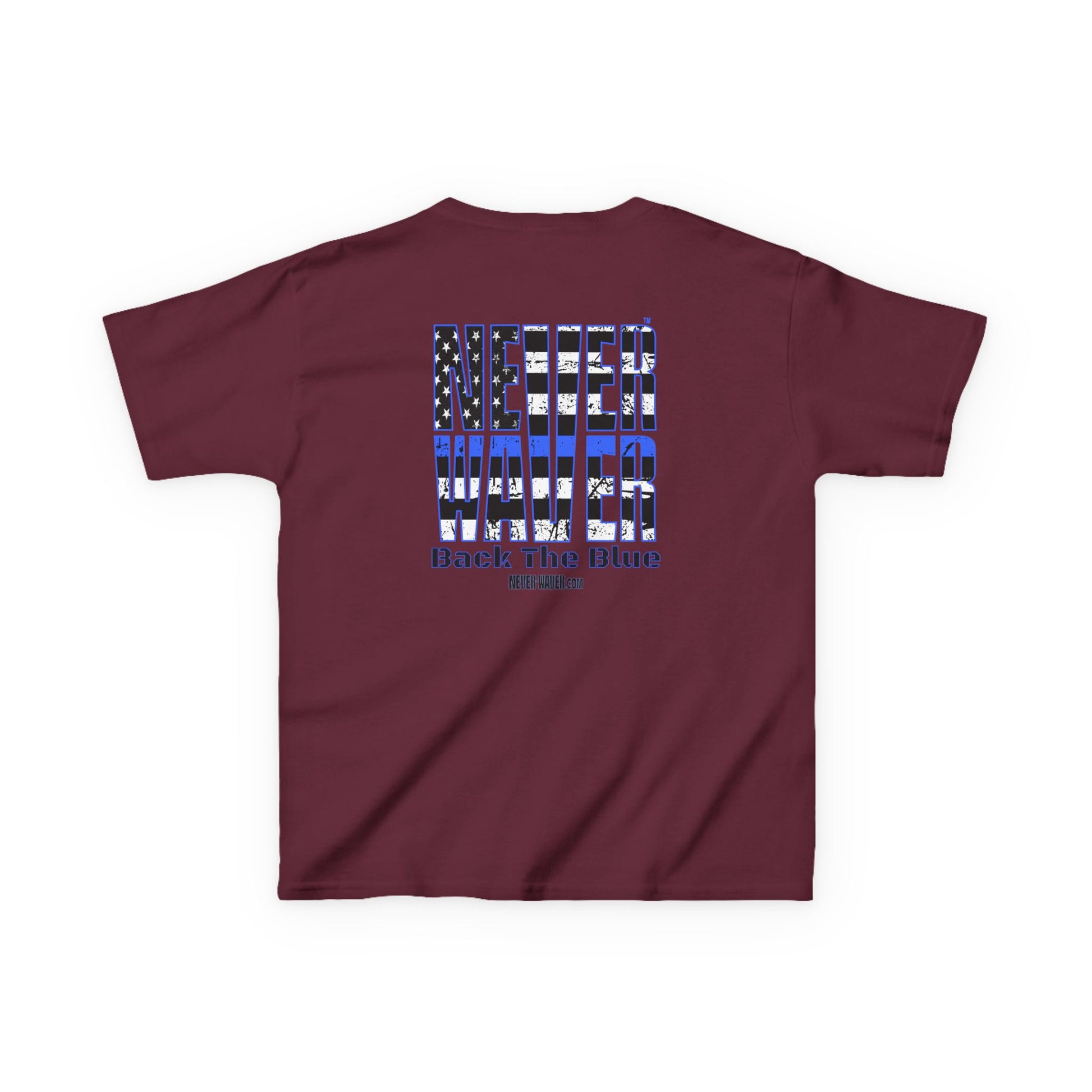 Never Waver Back The Blue  Kids Heavy Cotton™ Tee - Never Waver