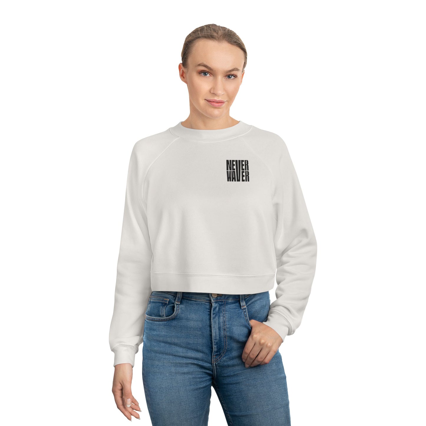 Never Waver Ain't No Hood Like Motherhood Leopard Women's Cropped Fleece Pullover - Never Waver