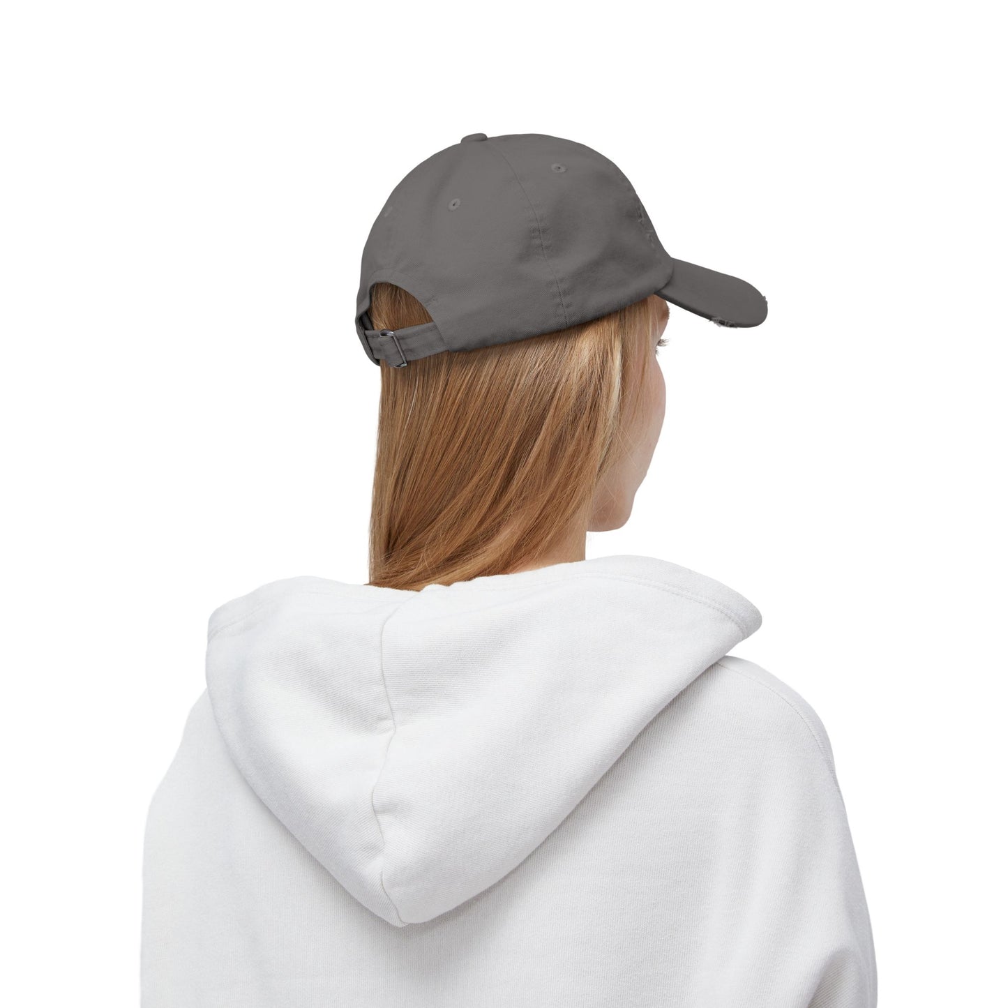 Unisex Distressed Cap - 'Never Waver' Casual Hat for Everyday Style